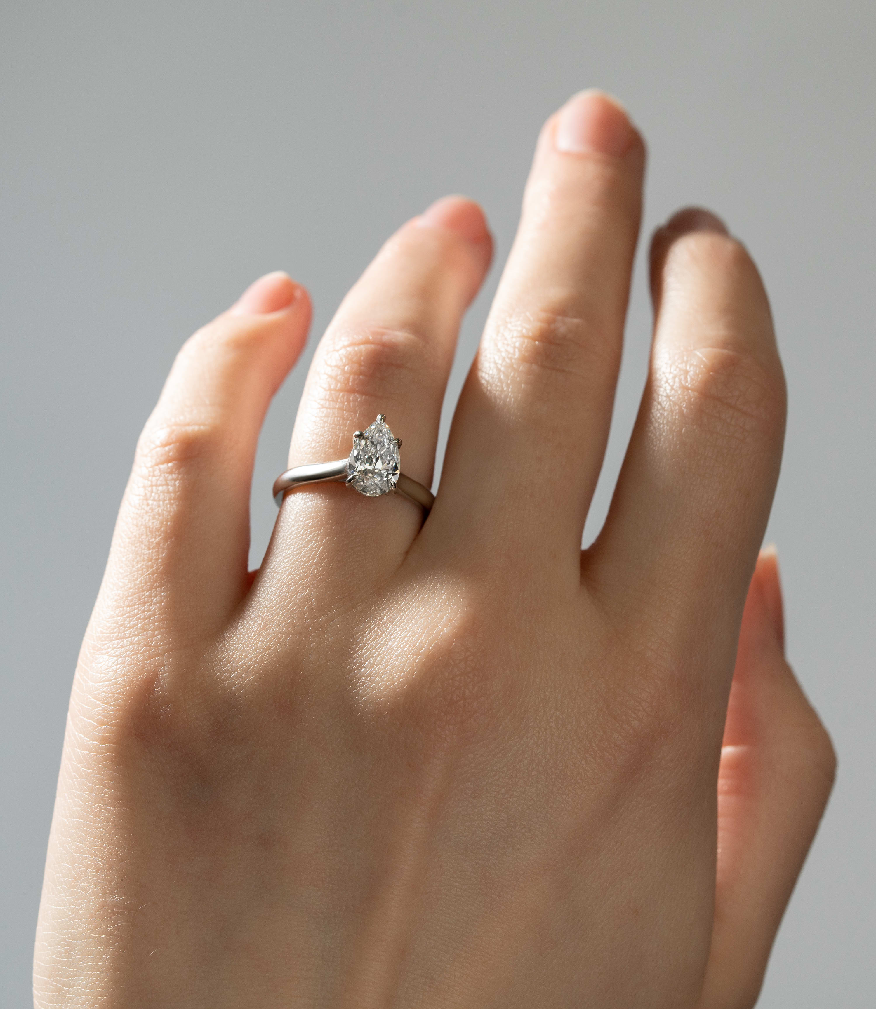 Pear lab diamond solitaire ring 