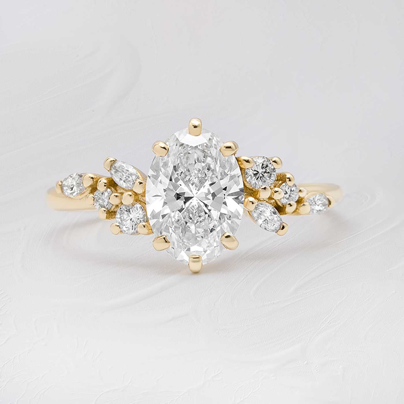 Oval lab grown diamond floral engagement ring product image