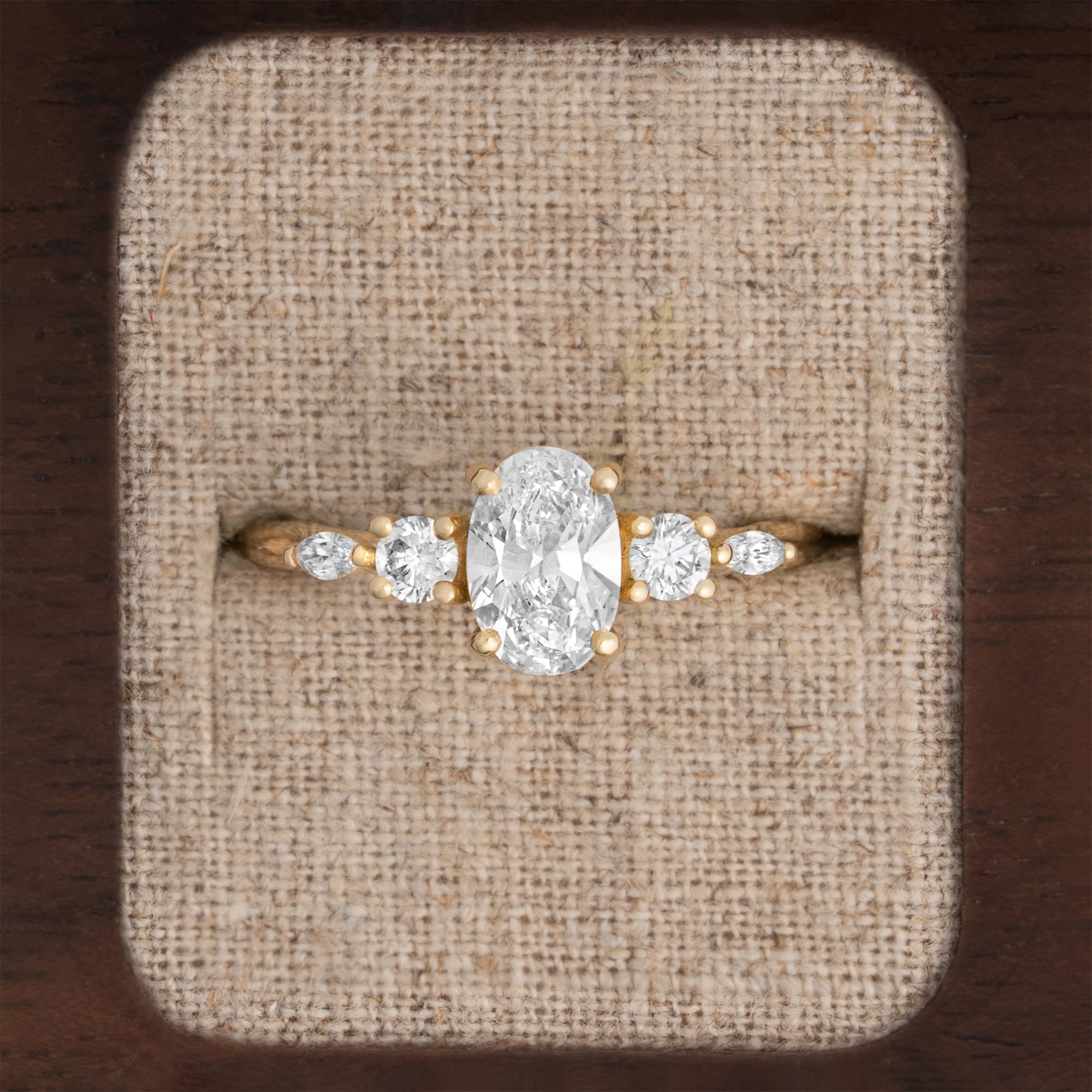 Oval lab grown diamond trellis ring