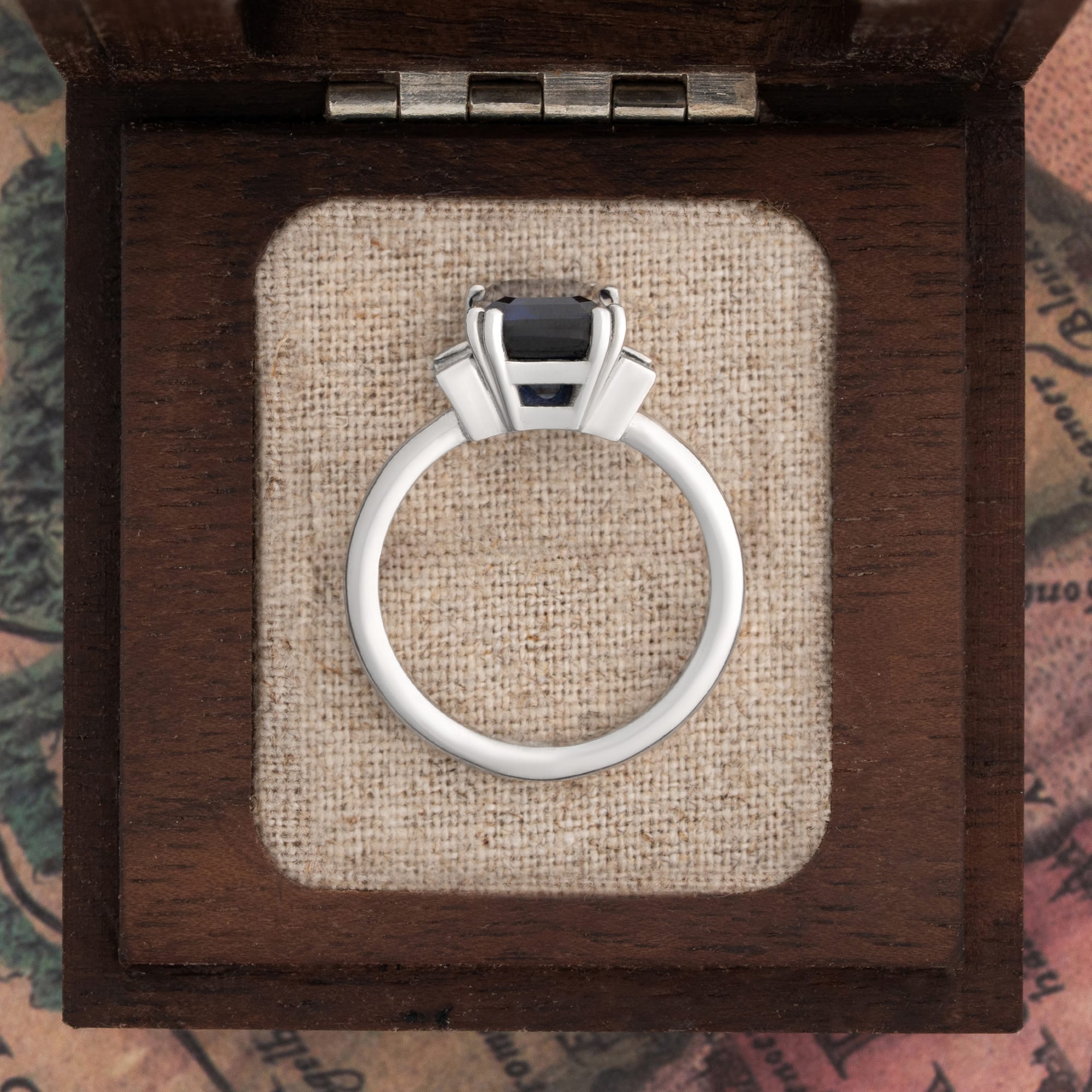 Art deco inspired sapphire and diamond ring — 4