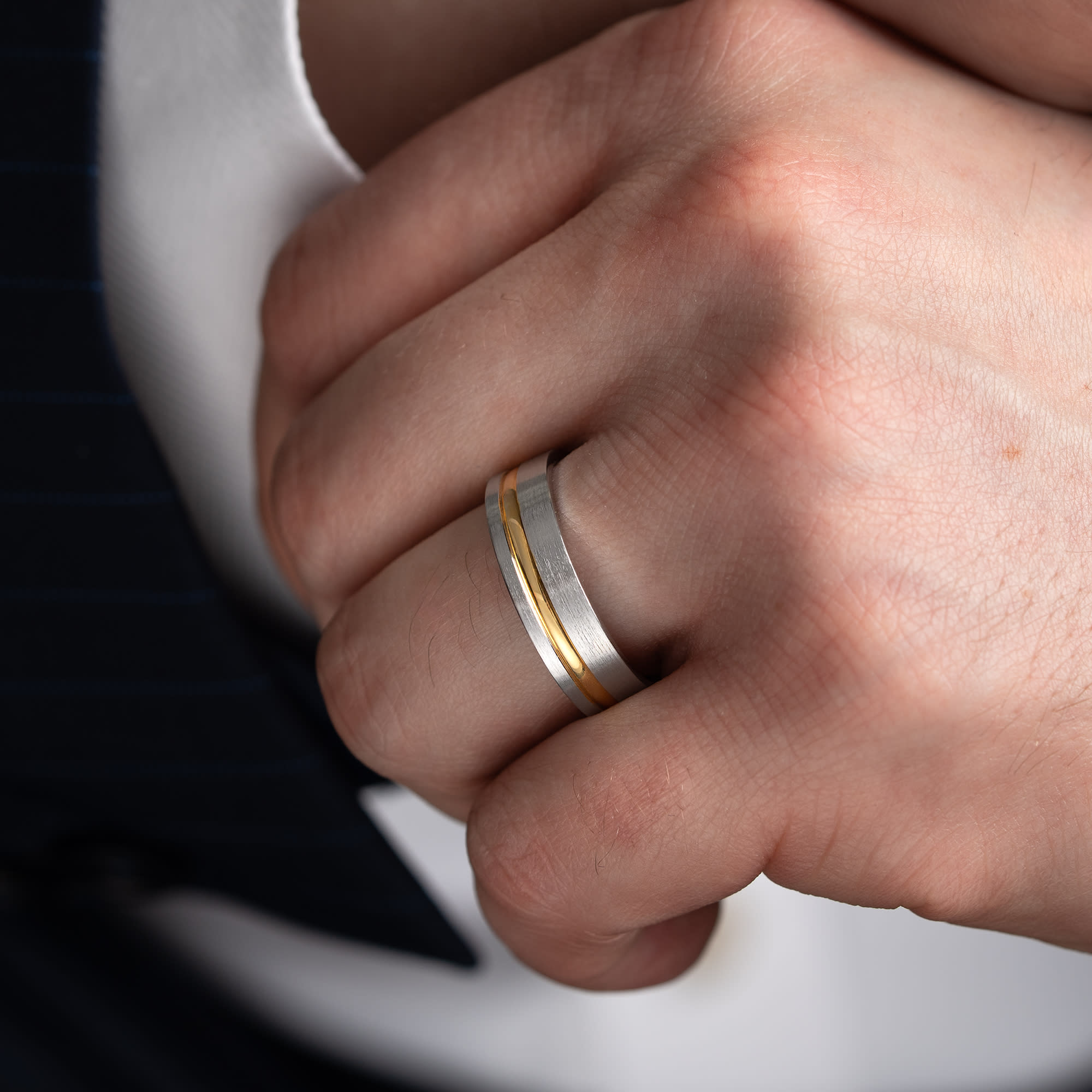 Two tone wedding band