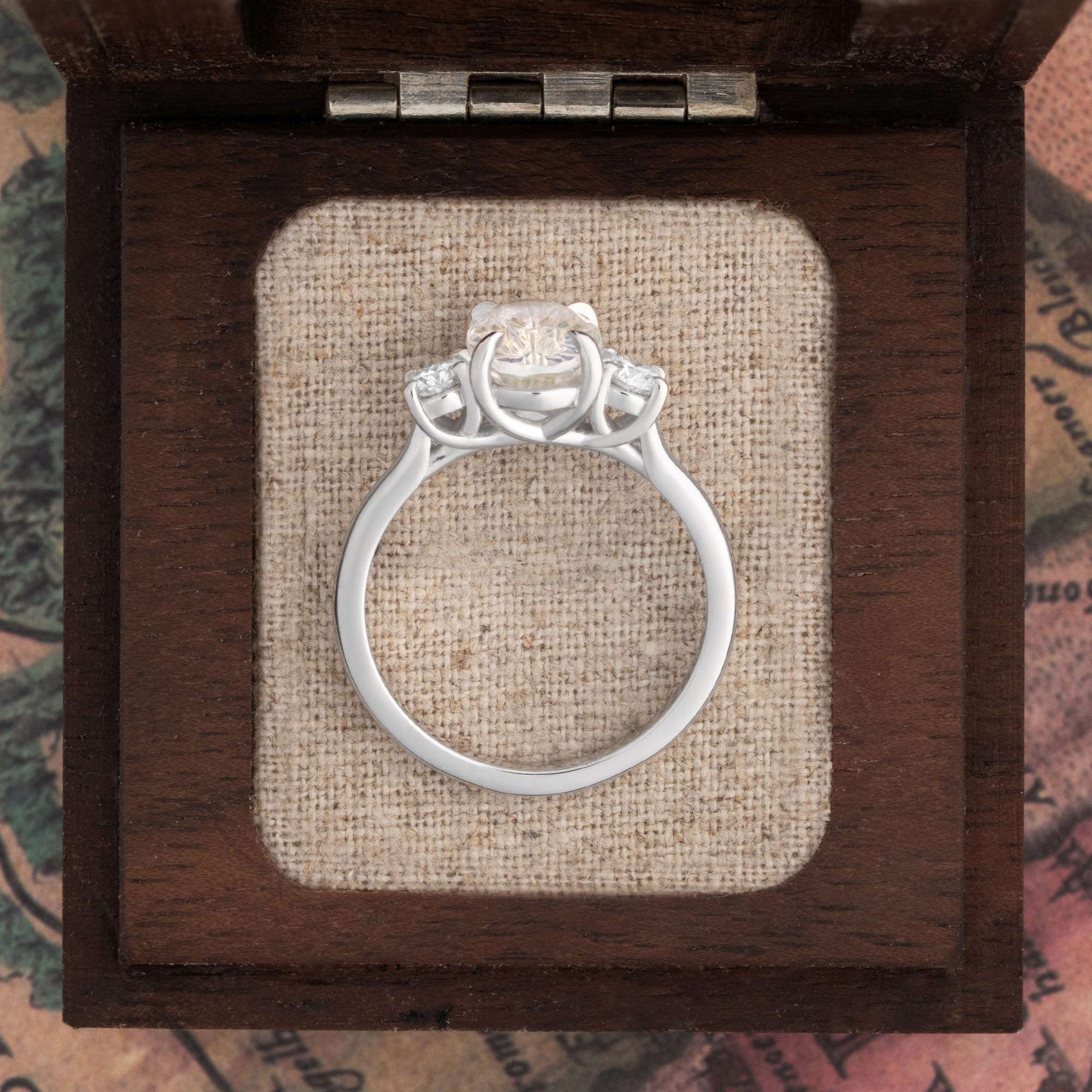 Fantasy cut moonstone and diamond ring — 3