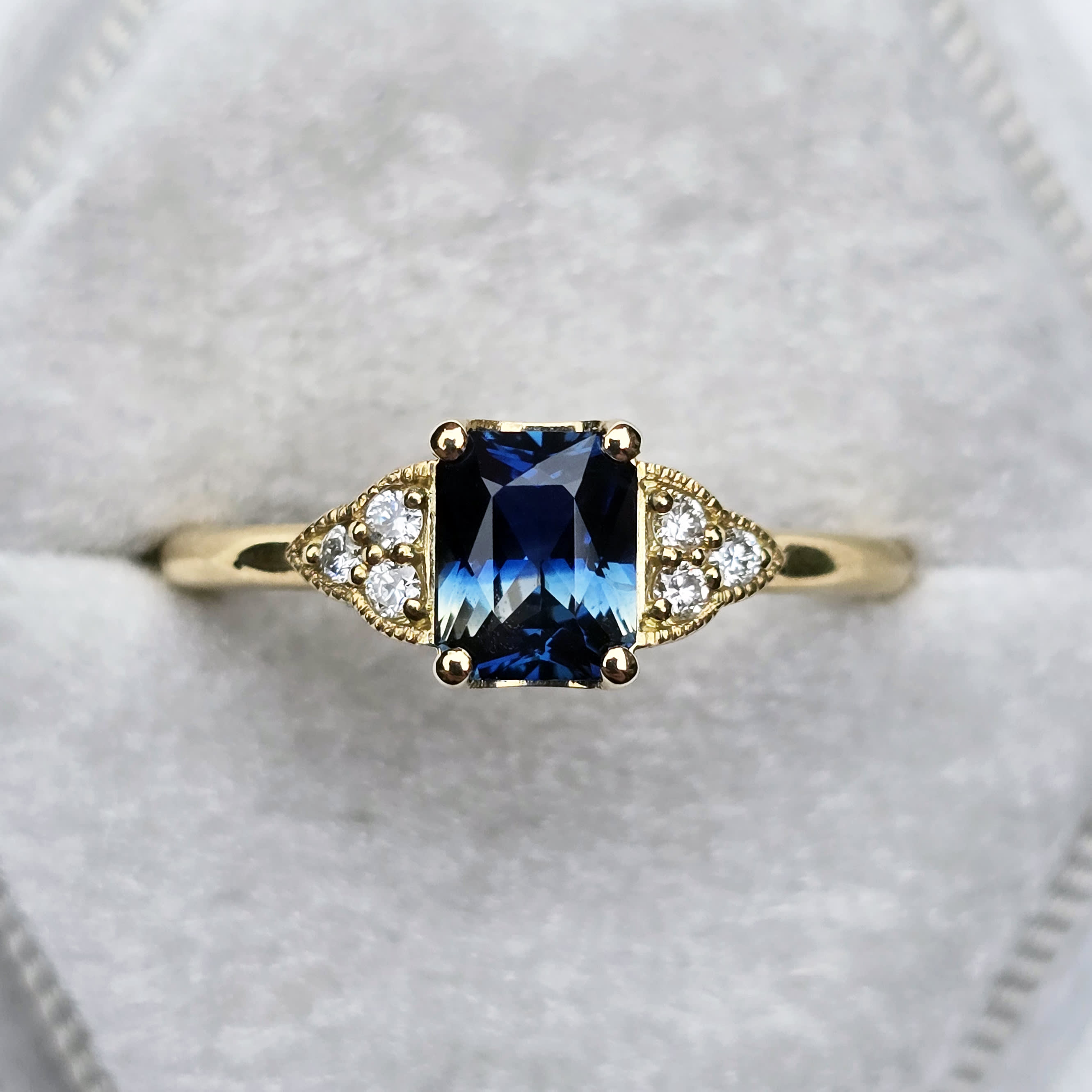 Antique inspired sapphire diamond engagement ring  product image
