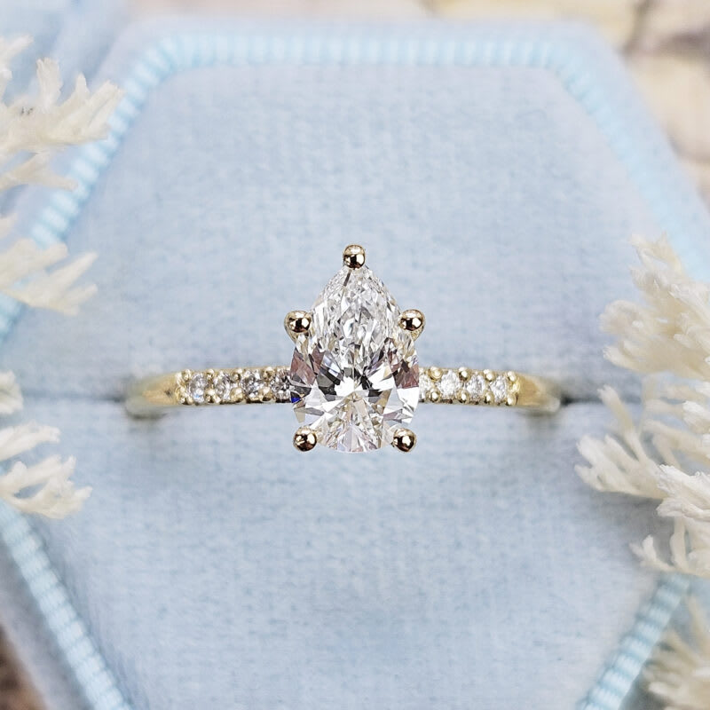 Pear cut lab grown diamond solitaire ring product image
