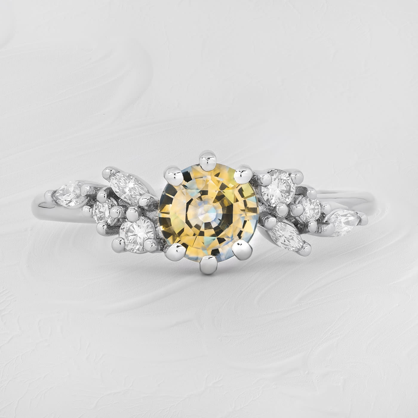 Round bi colour sapphire and diamond cluster ring product image