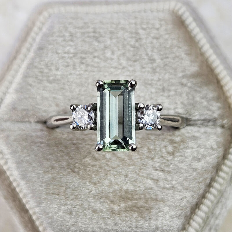 Mint tourmaline and diamond trilogy ring product image