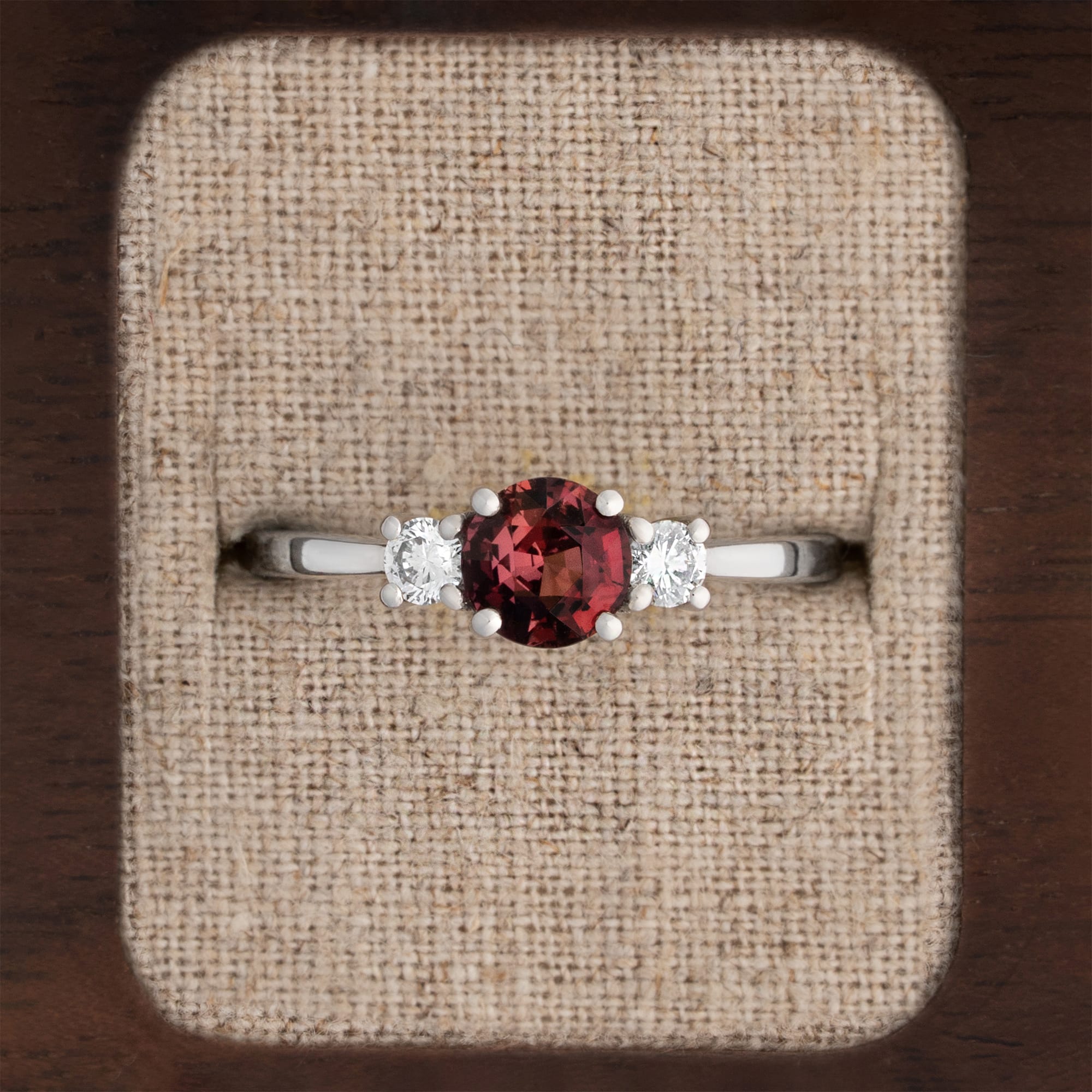 Orange sapphire and diamond ring