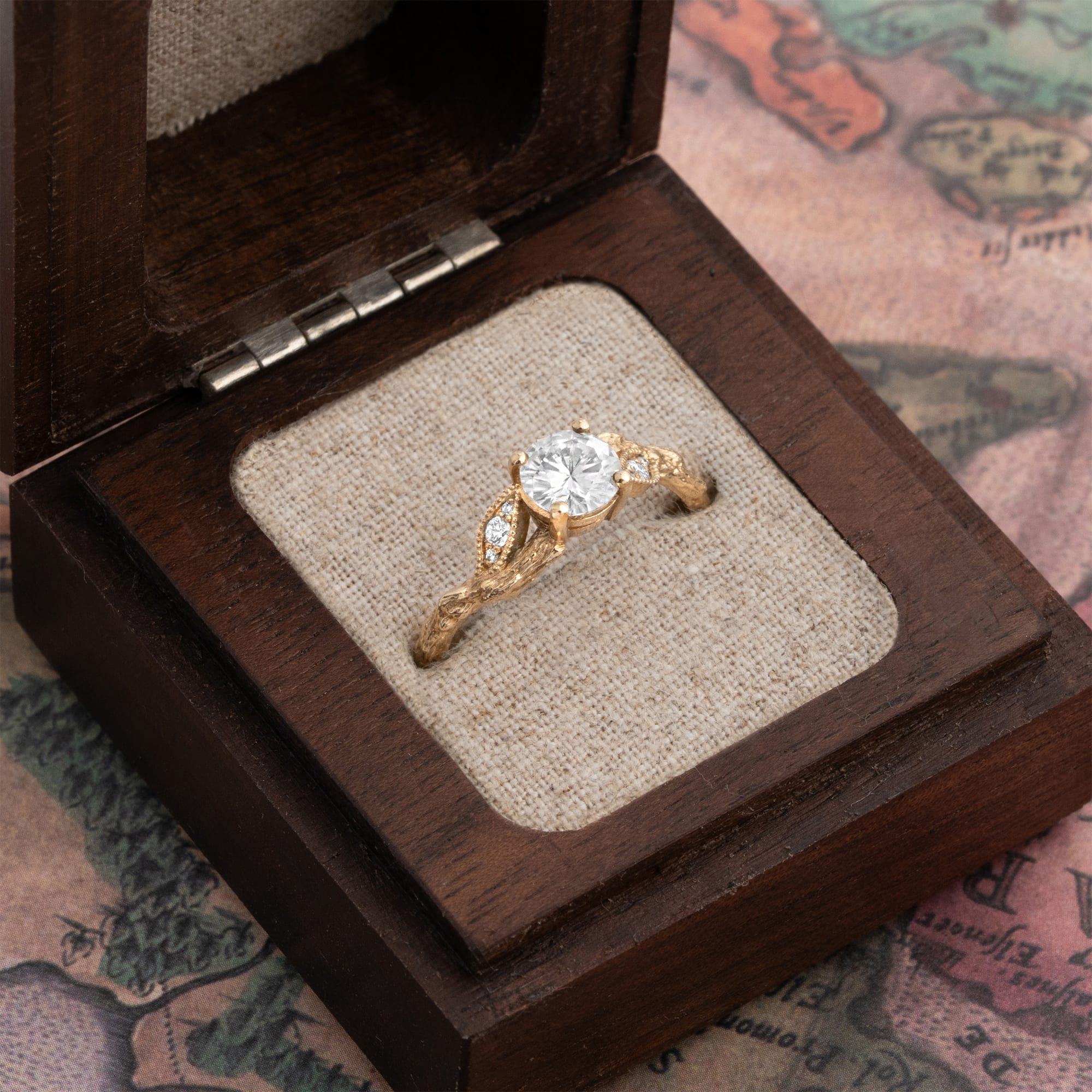Moissanite nature inspired engagement ring — 3