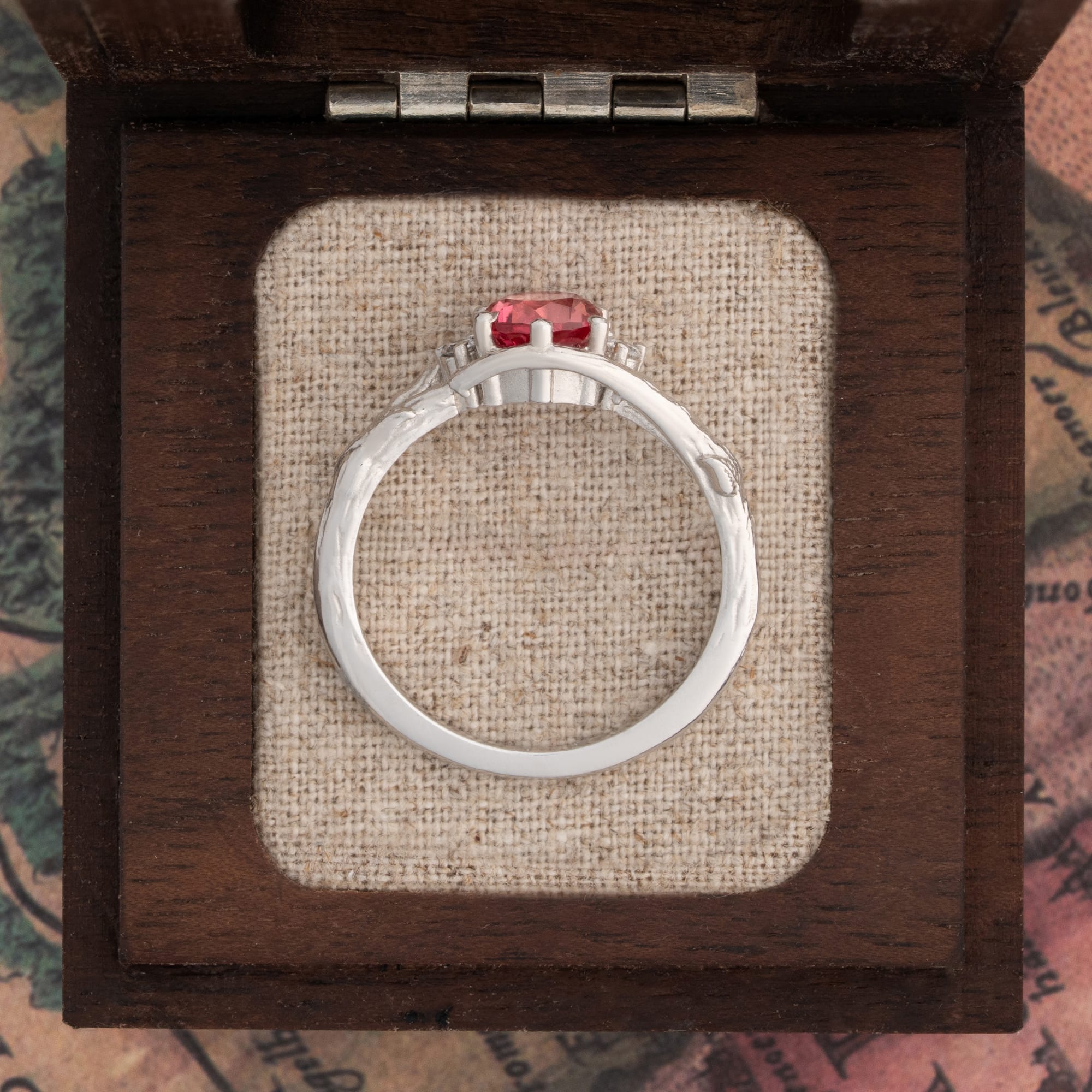 Padparadscha sapphire and diamond nature ring  — 4