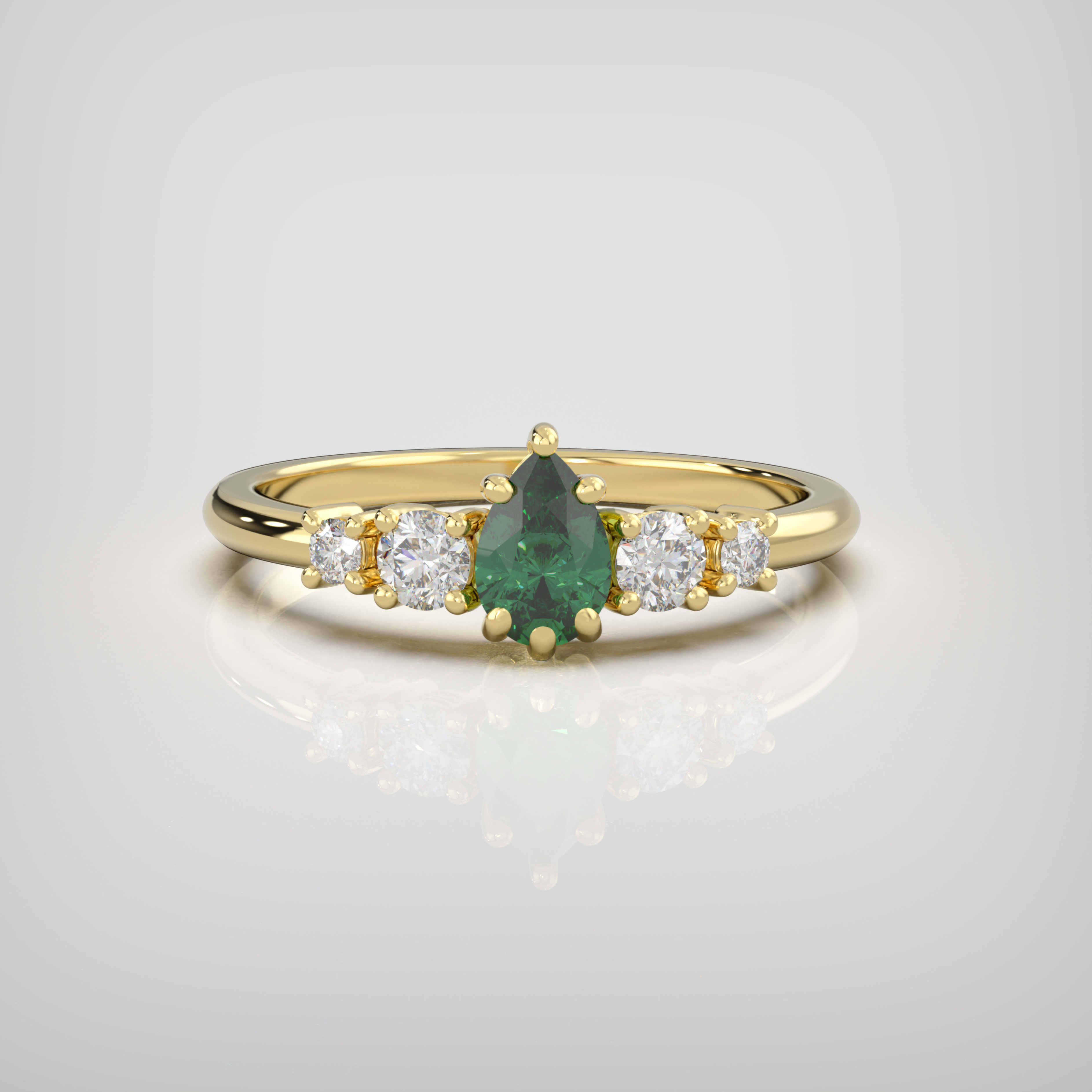 Lab grown emerald and diamond ring product image