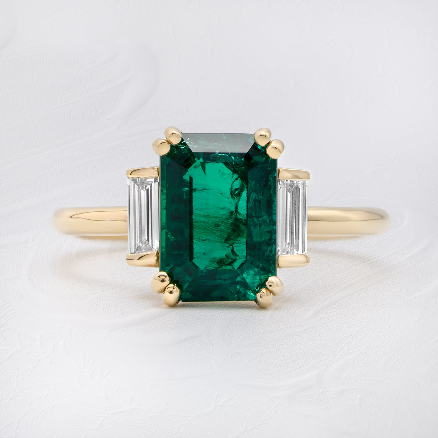 Art deco inspired emerald and diamond ring product image