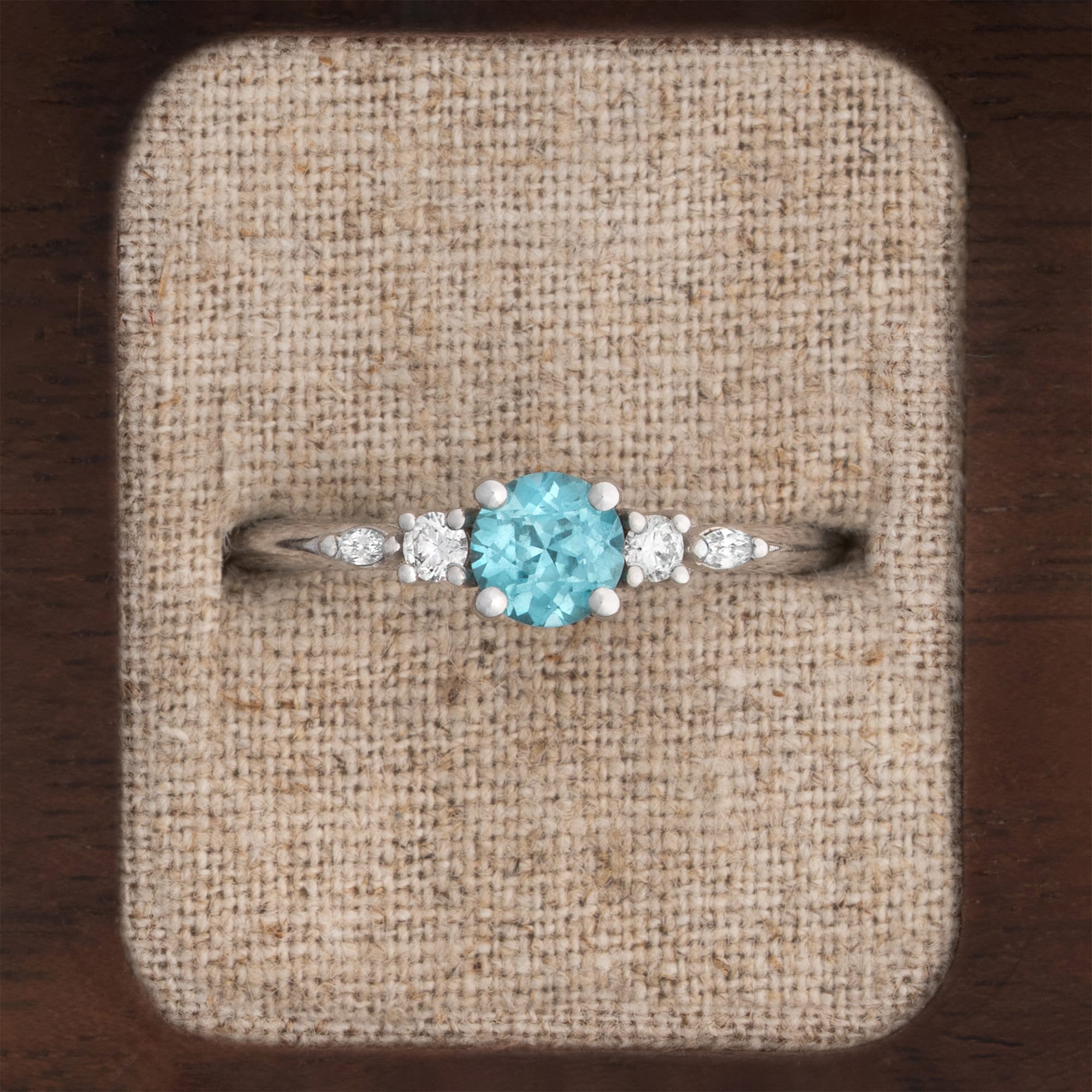Lab mint sapphire and diamond engagement ring — 1