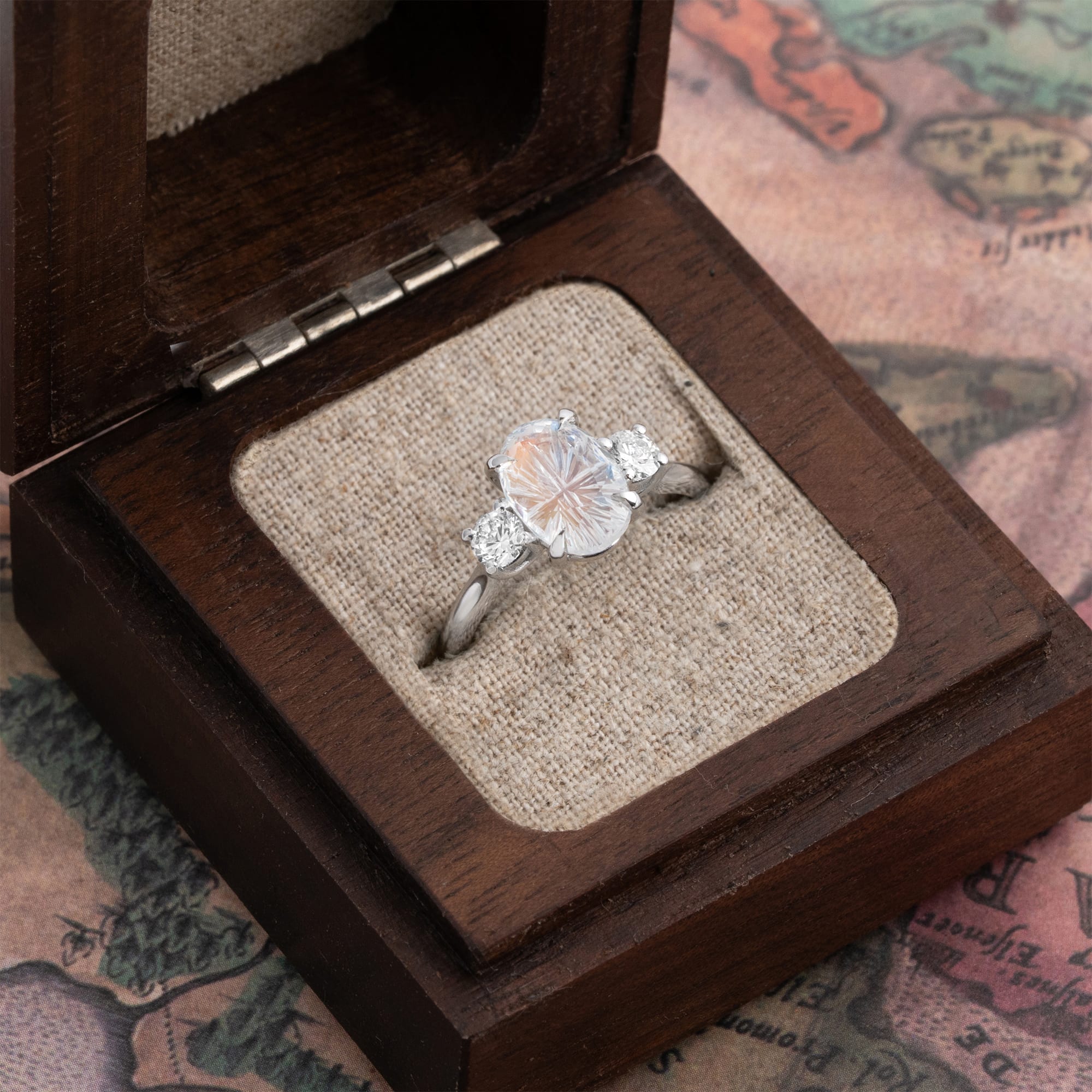 Fantasy cut moonstone and diamond ring — 2