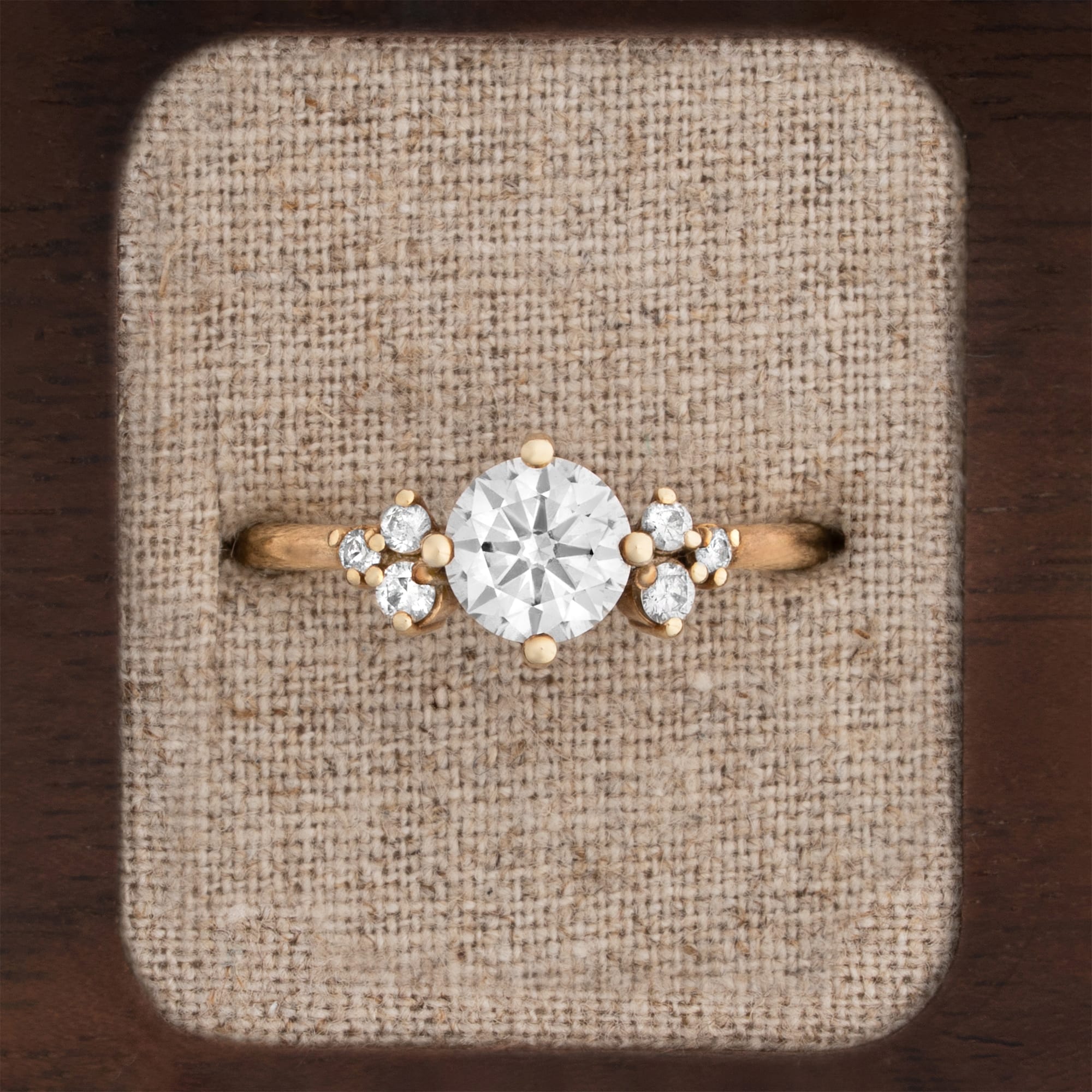 Moissanite and diamond cluster engagement ring  — 1
