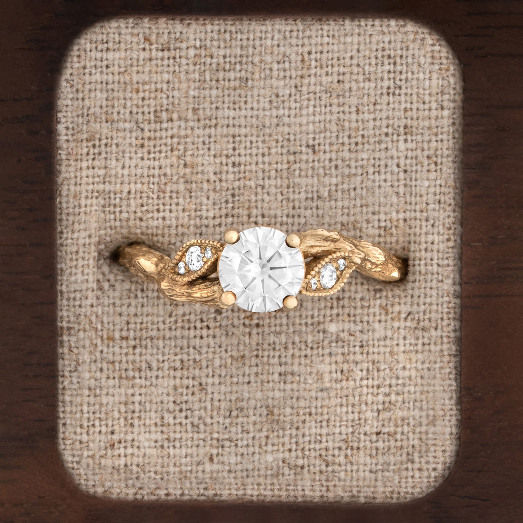 Moissanite nature inspired engagement ring — 1
