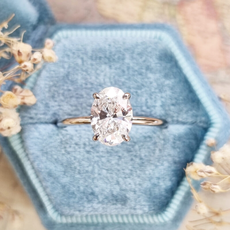 Oval lab grown diamond solitaire ring in platinum product image