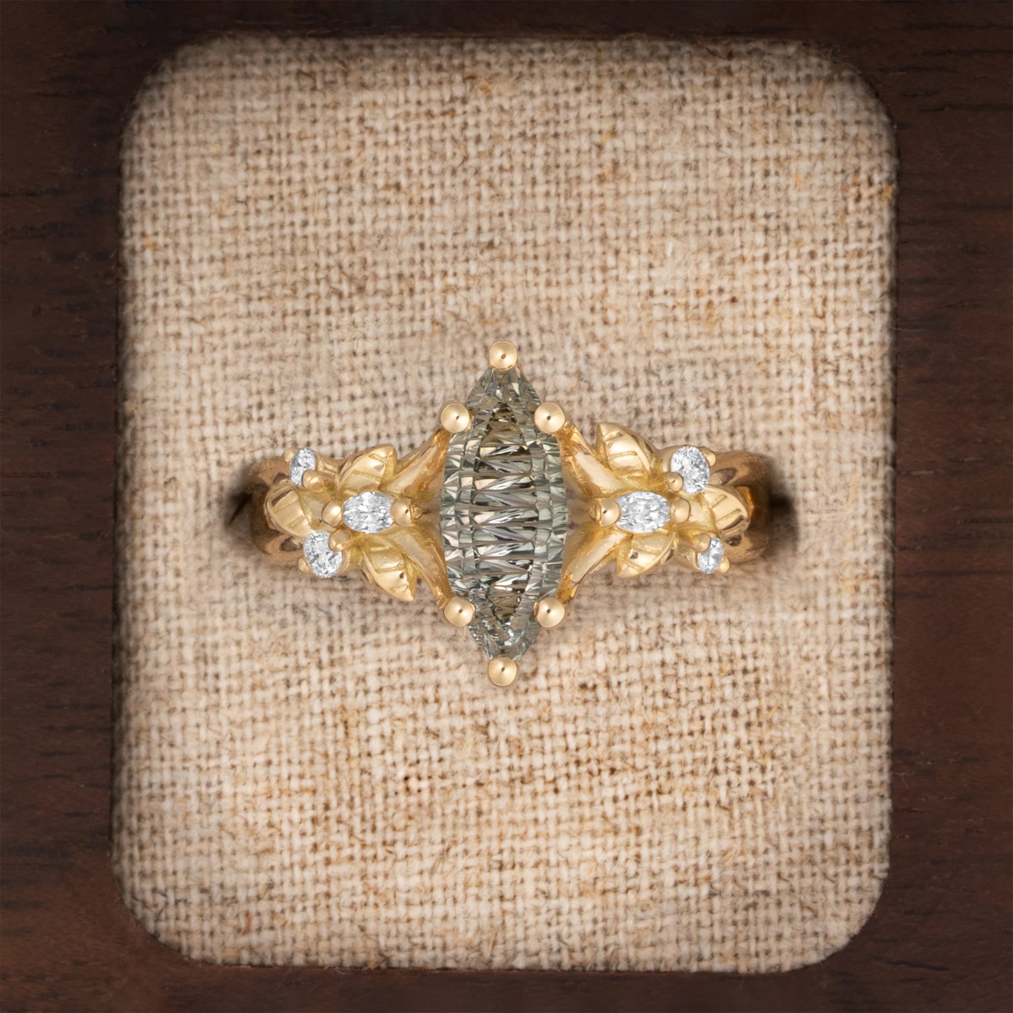 'Flora Belle' John Dyer deep concave tourmaline and diamond ring