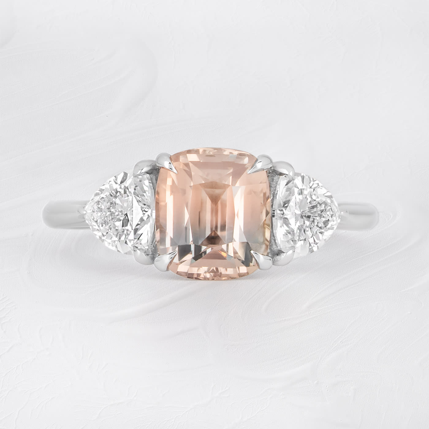 Bi colour sapphire and trillion diamond ring product image