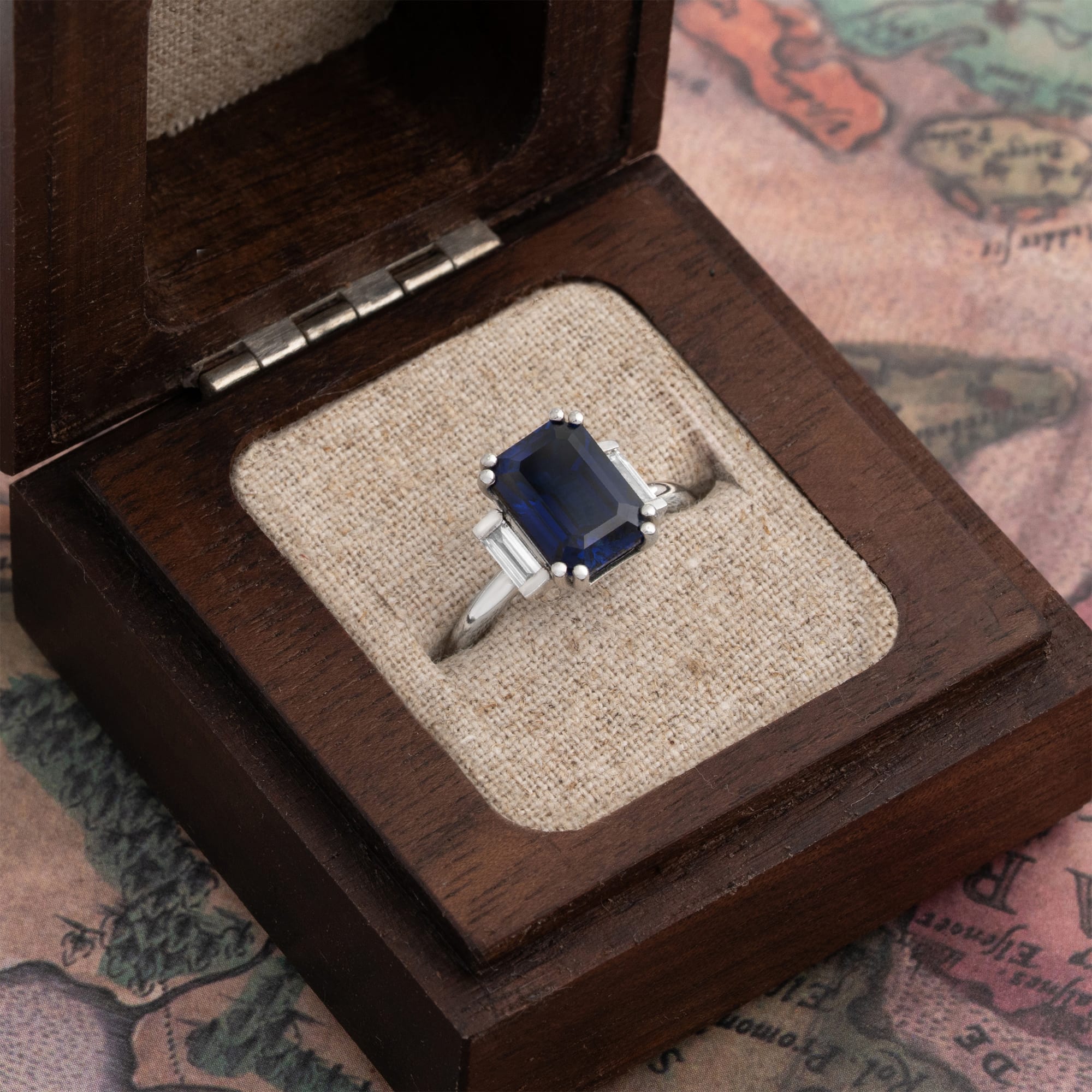 Art deco inspired sapphire and diamond ring — 3