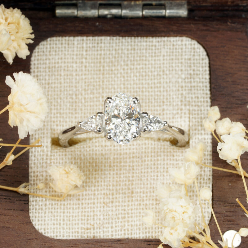 Oval and pear lab grown diamond tulip ring product image
