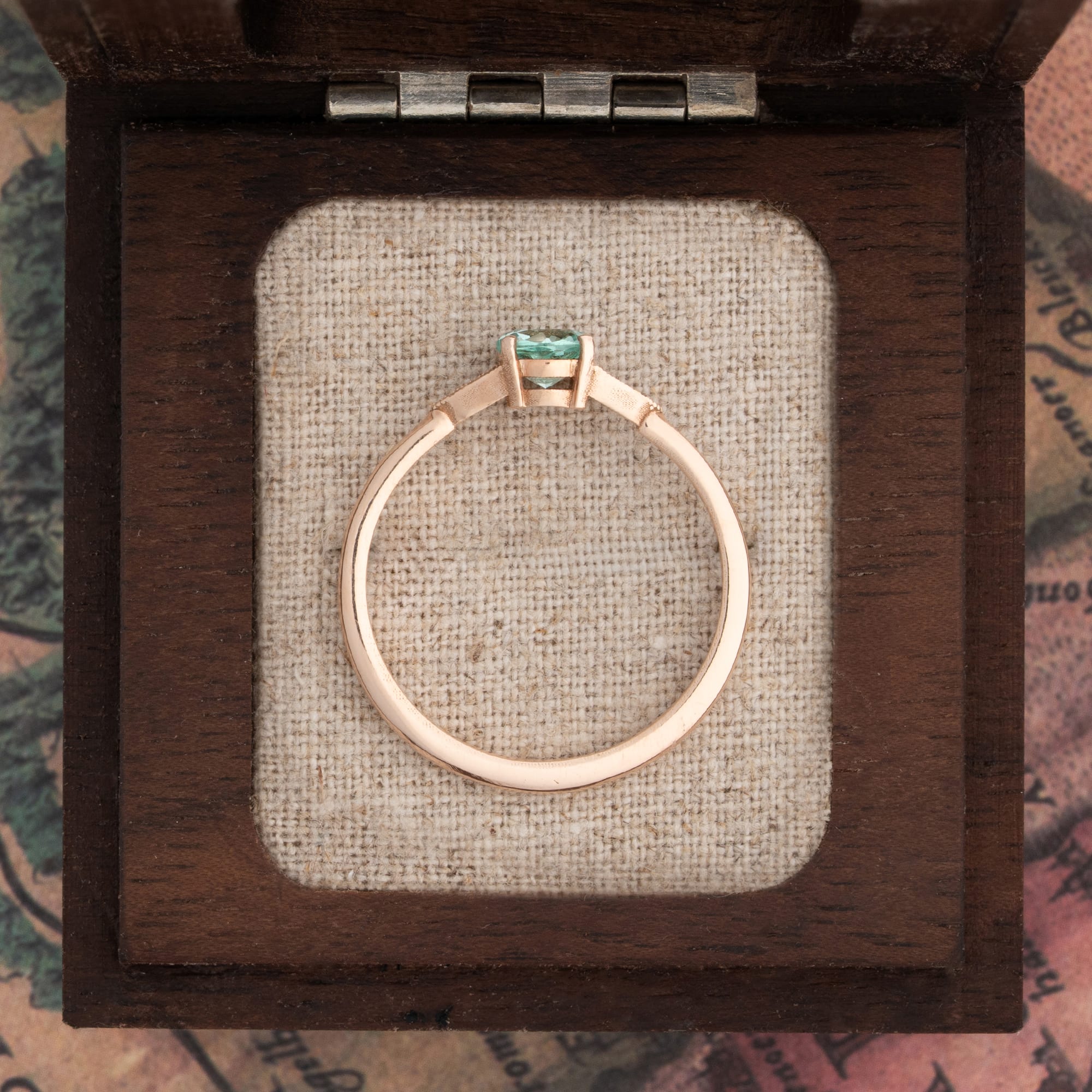 "The Victoria" - Mint sapphire and diamond engagement ring — 3