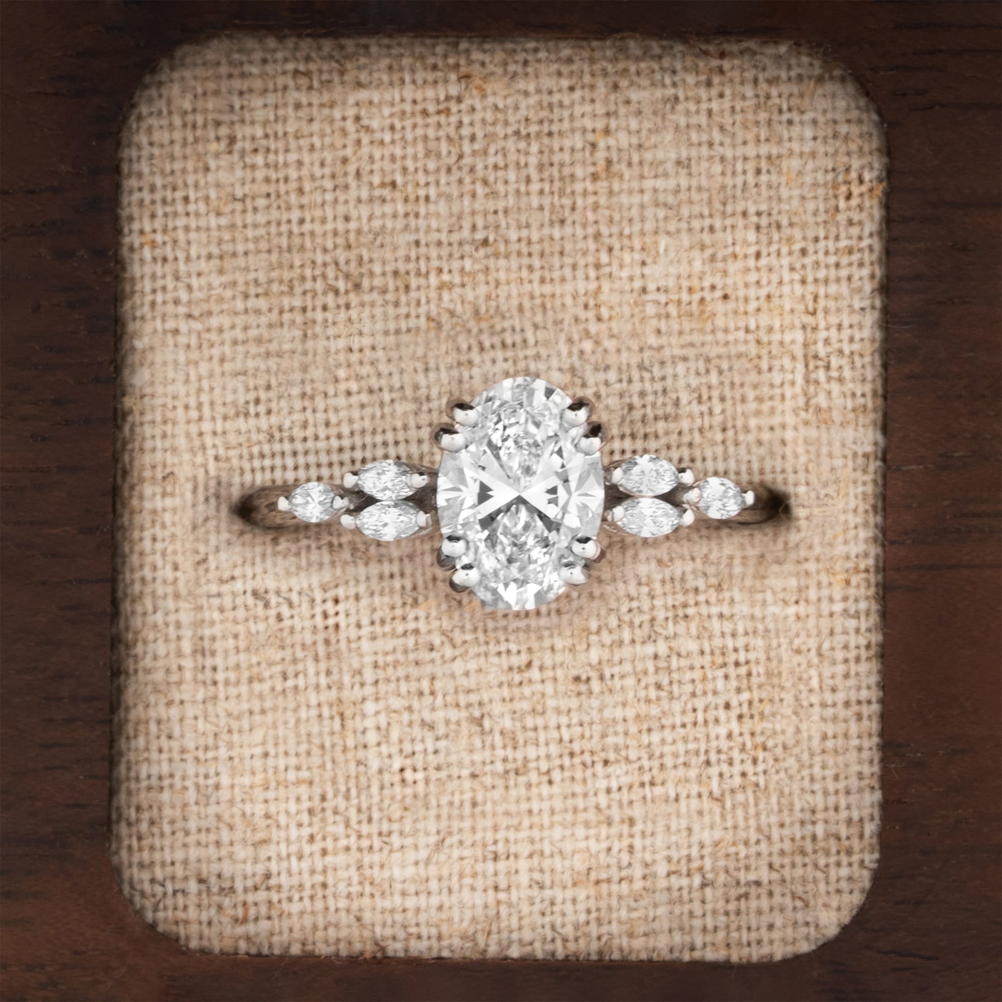 Oval lab grown diamond ring in platinum