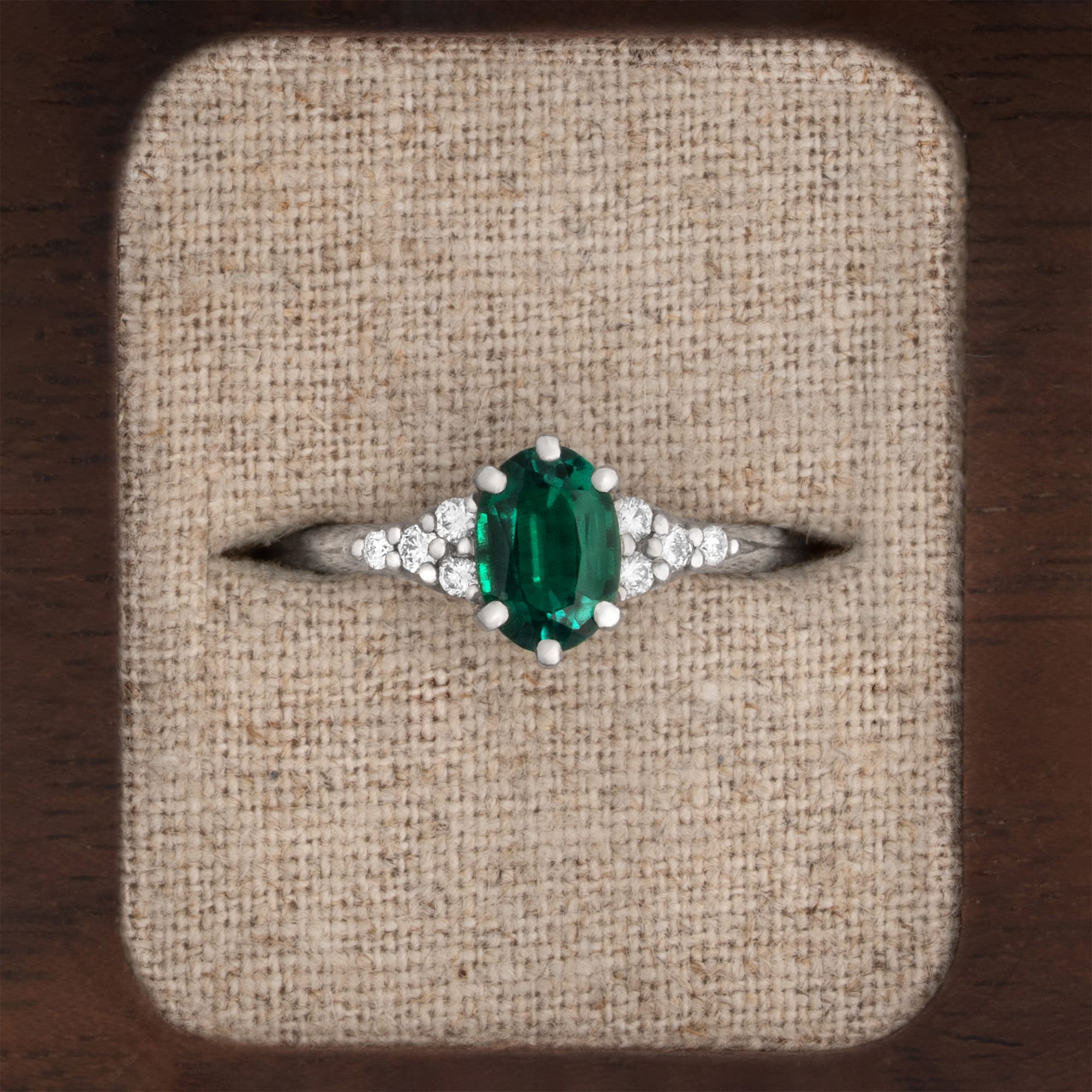 Emerald and diamond 1920's inspired engagement ring — 1