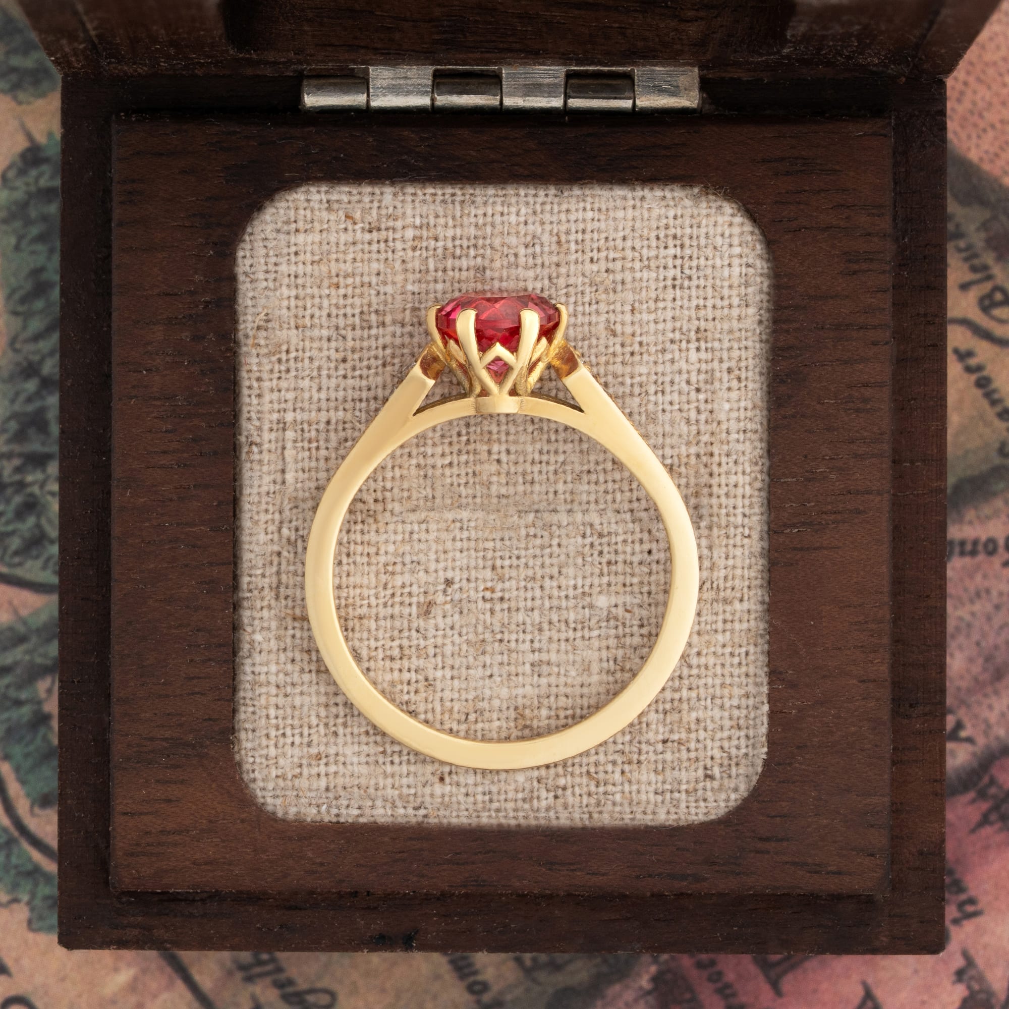 Padparadscha sapphire and diamond engagement ring — 4