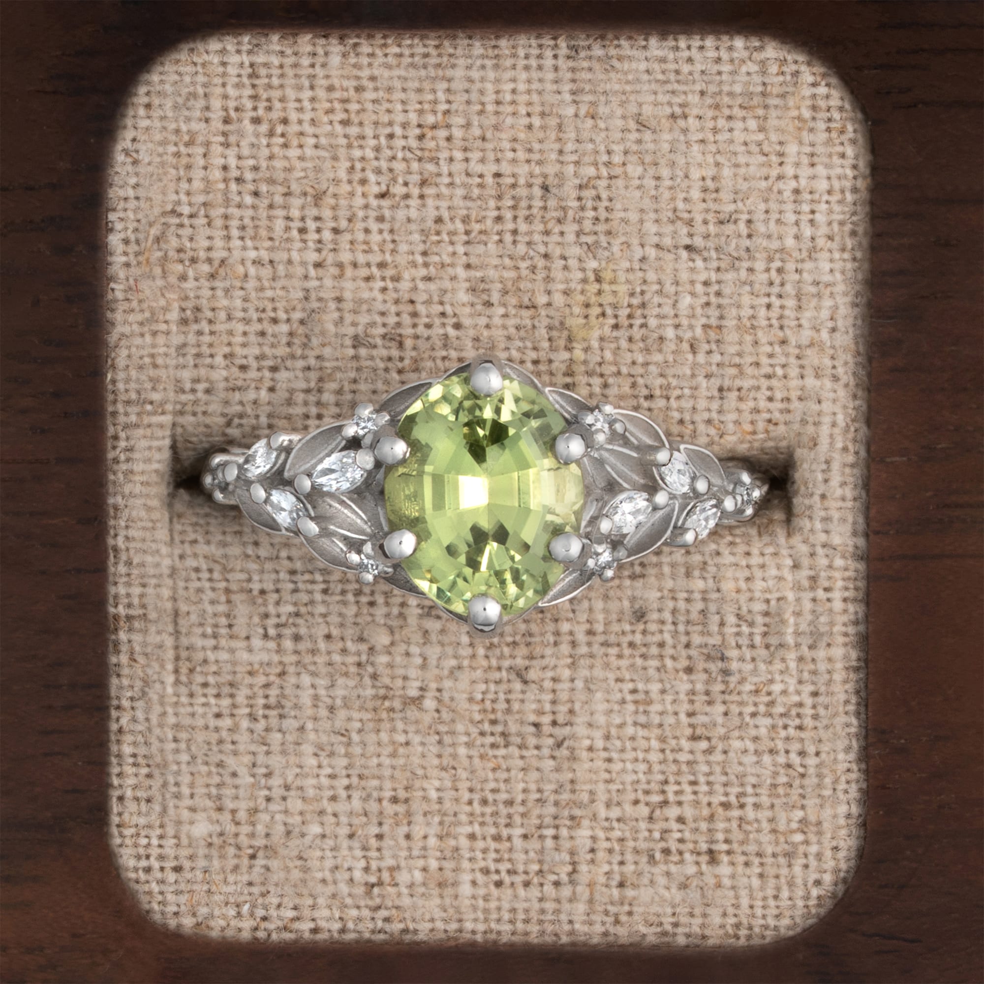 'Aurelyn' Lime tourmaline and diamond ring