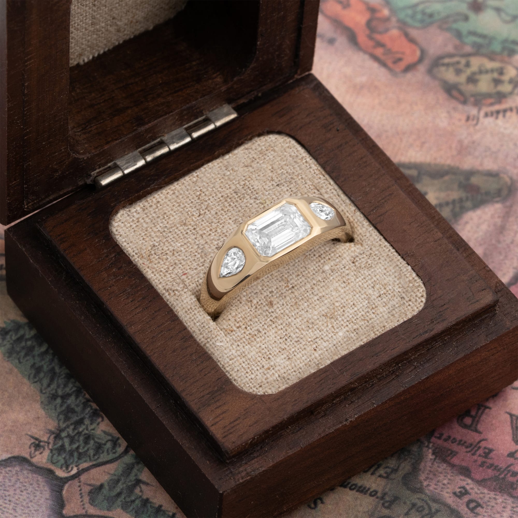 Emerald cut trilogy diamond band  — 7