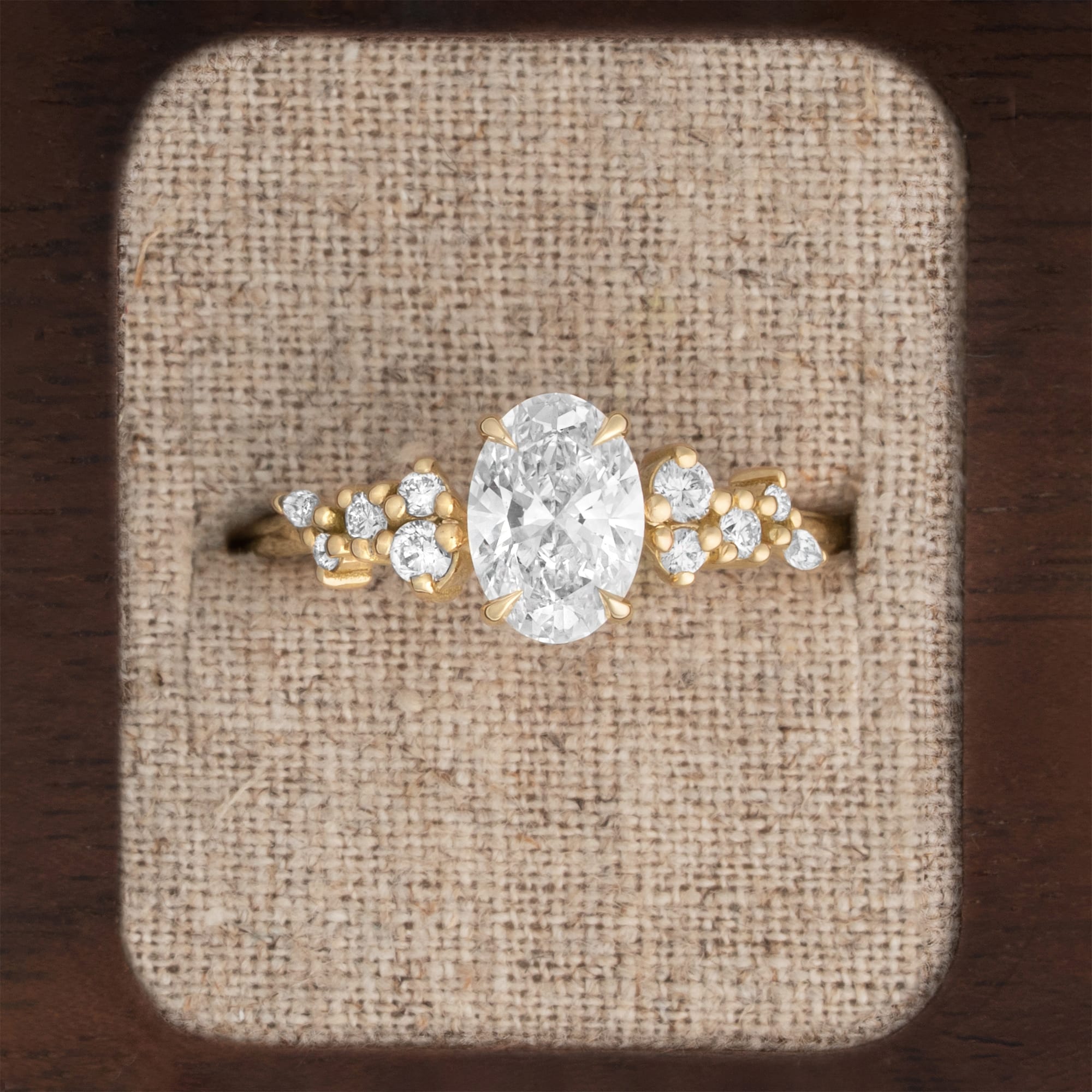 Oval lab grown diamond floral ring