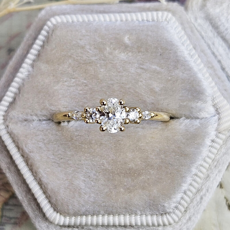 Lab grown diamond 5 stone ring in 18ct yellow gold product image