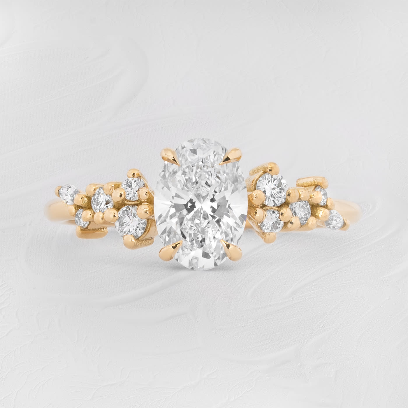 Oval lab grown diamond floral ring product image
