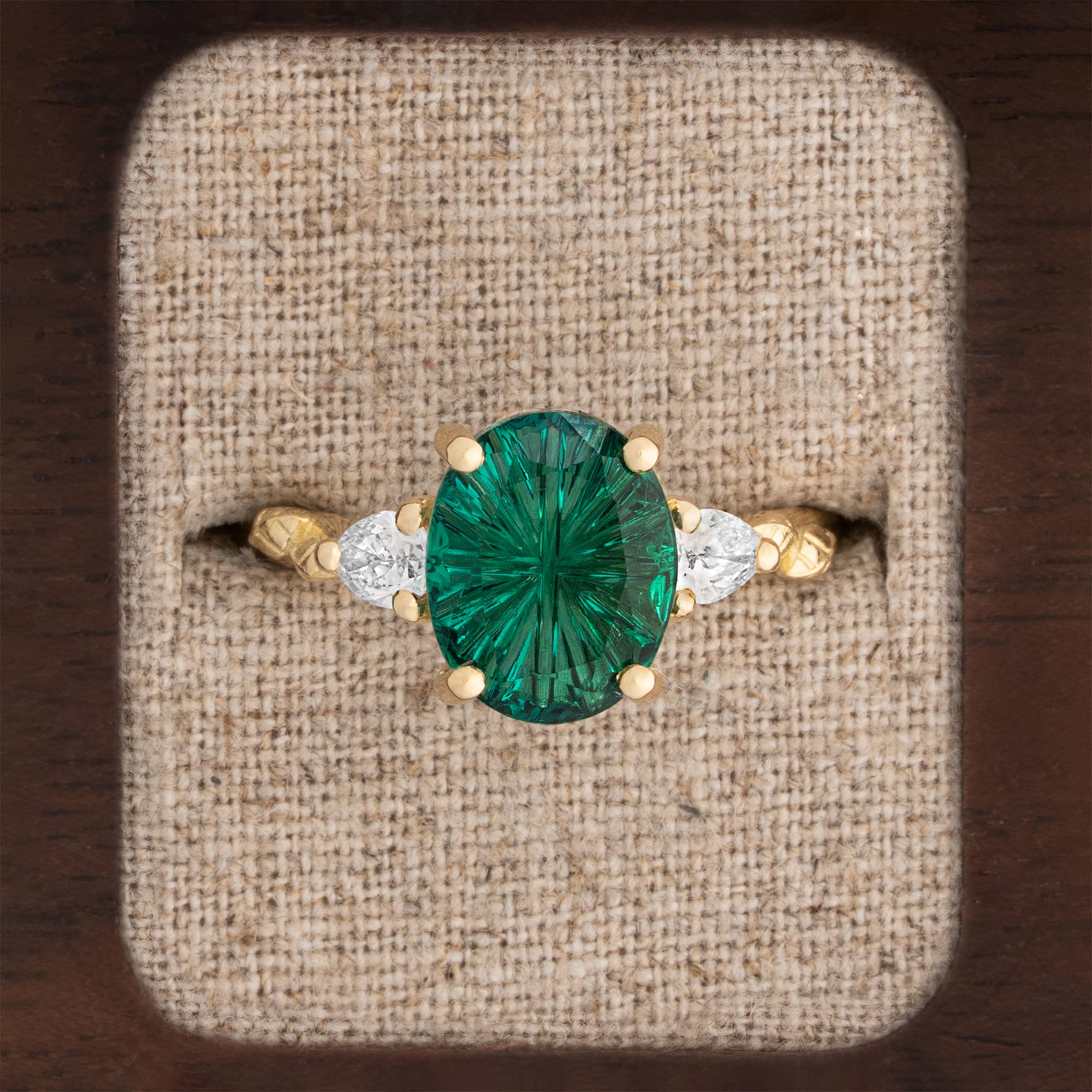 'Canopy' Fantasy cut emerald and diamond ring