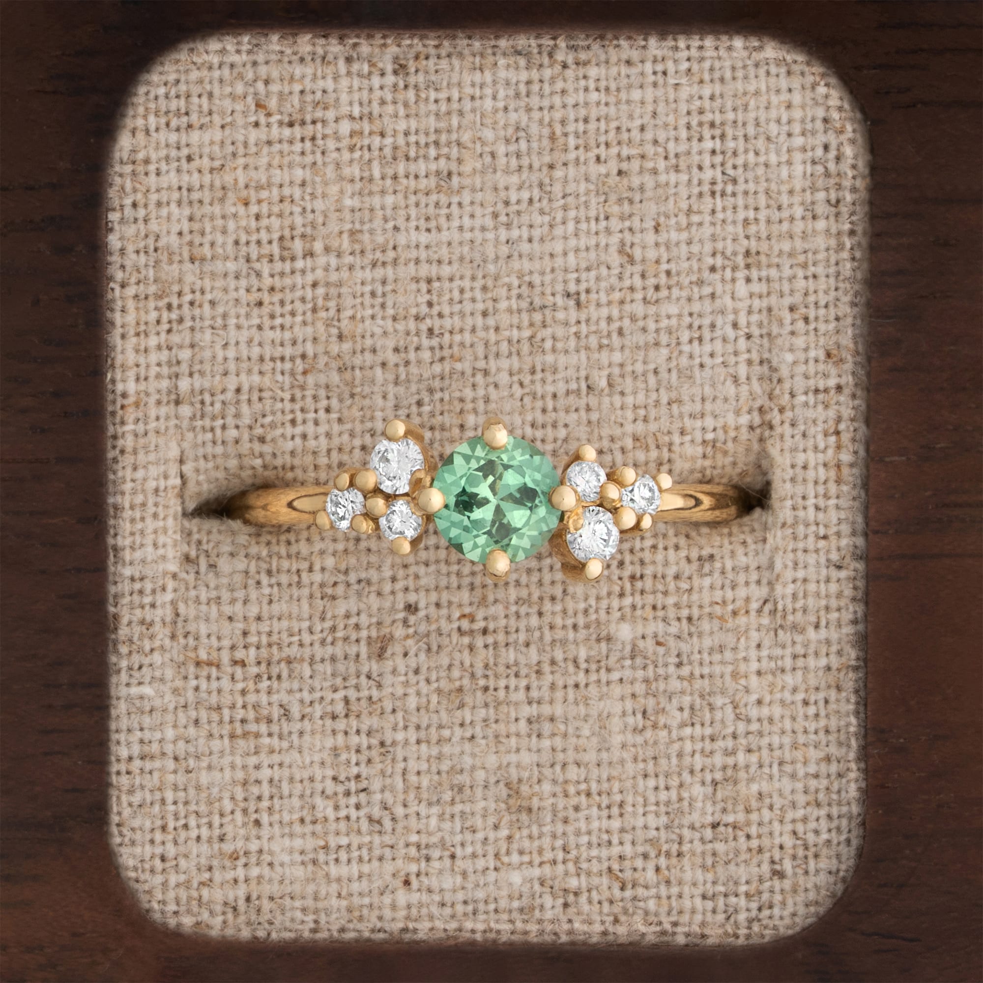 Lab grown green sapphire and diamond ring  — 1