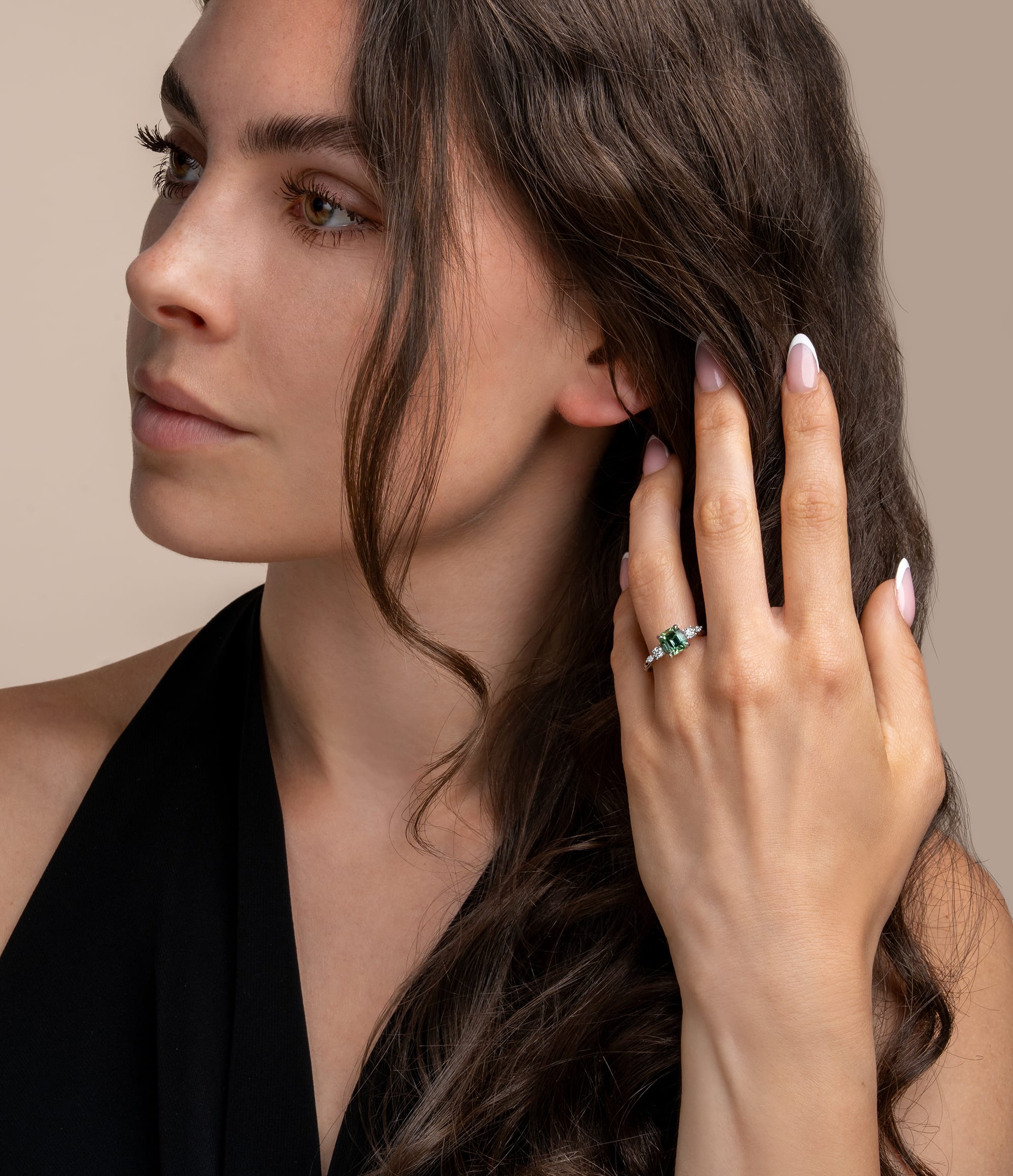 Green tourmaline and diamond ring — 2