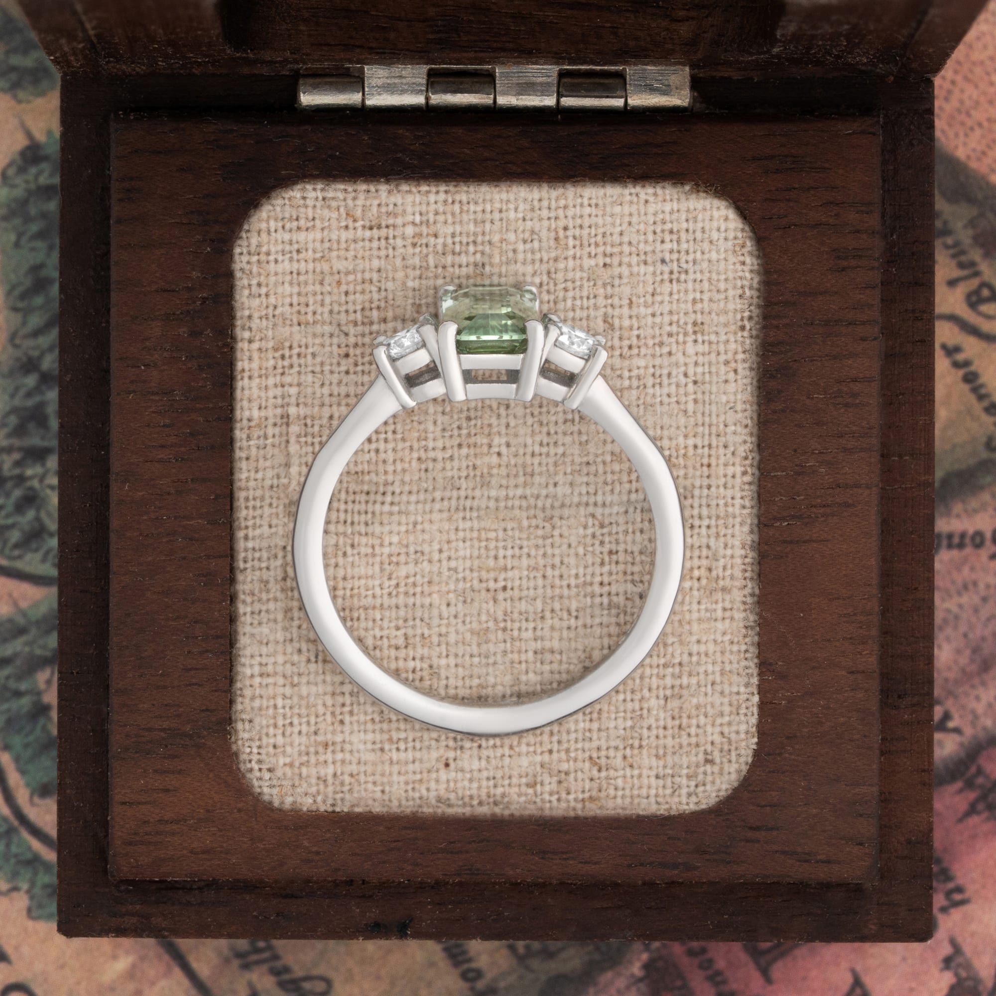 Mint tourmaline and diamond trilogy ring — 3