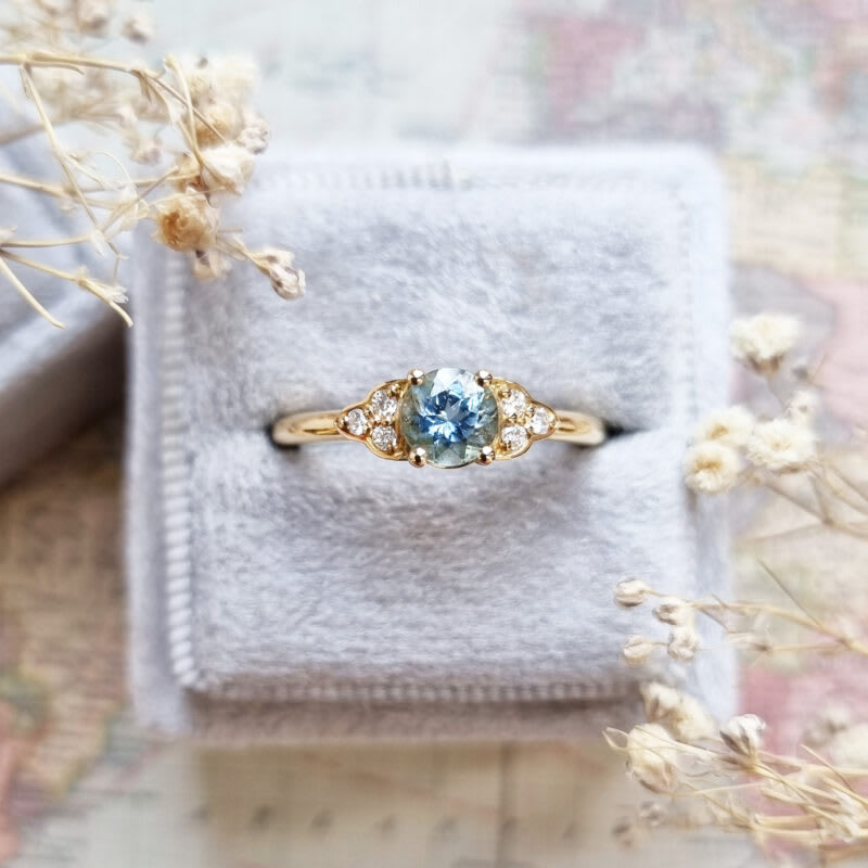 Aquamarine and diamond engagement ring product image
