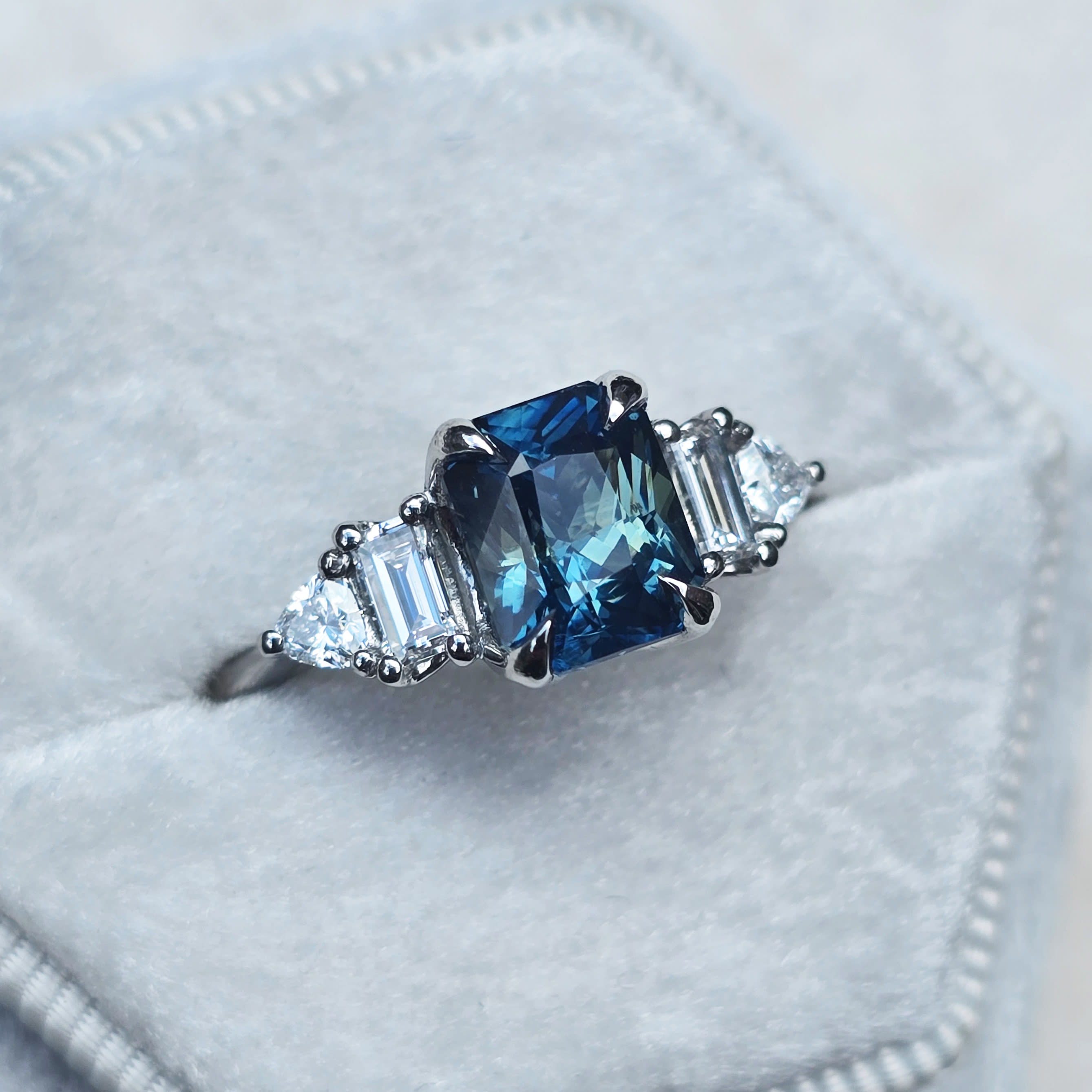 'Starlight' ocean teal sapphire and diamond ring product image