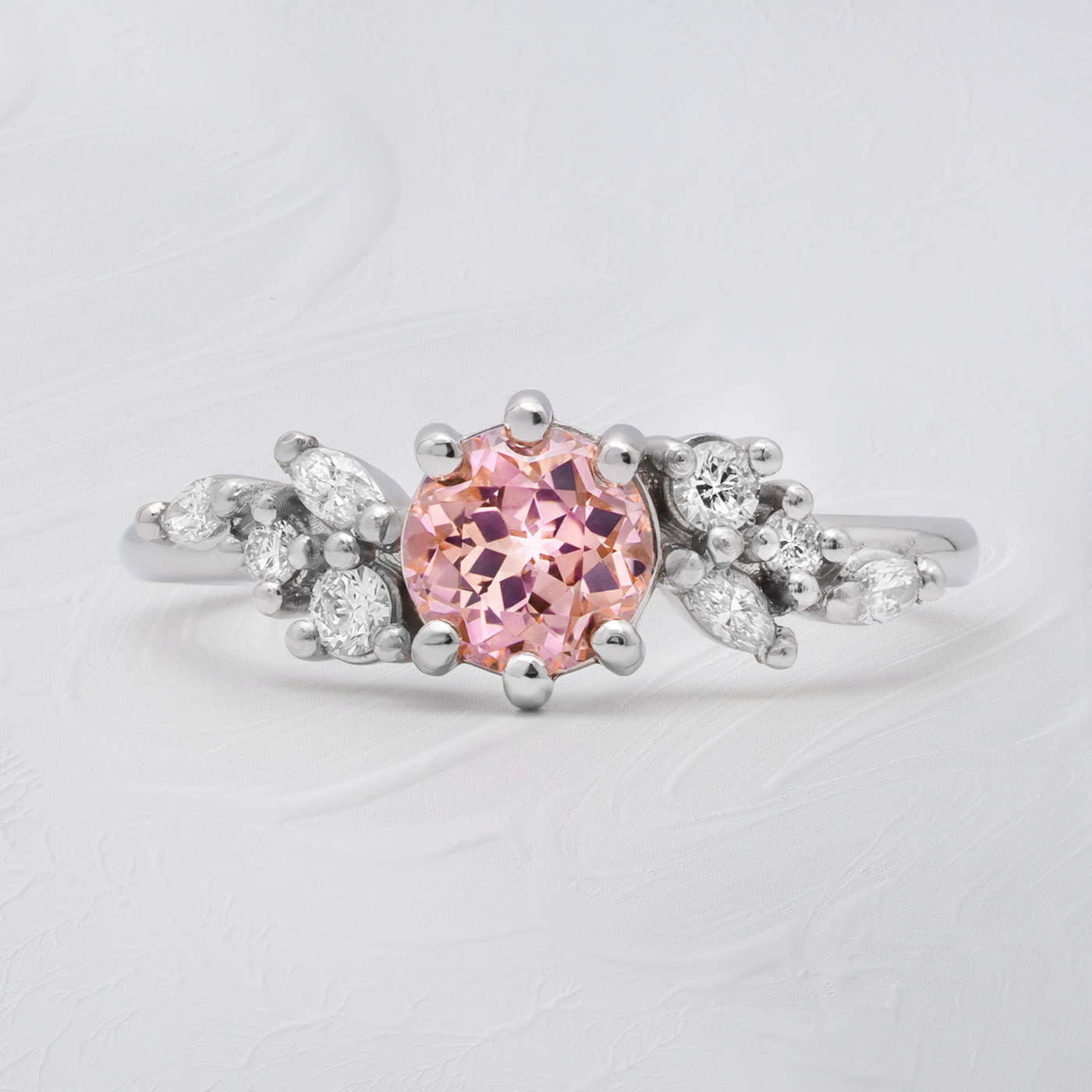 Chatham champagne sapphire and diamond floral ring product image