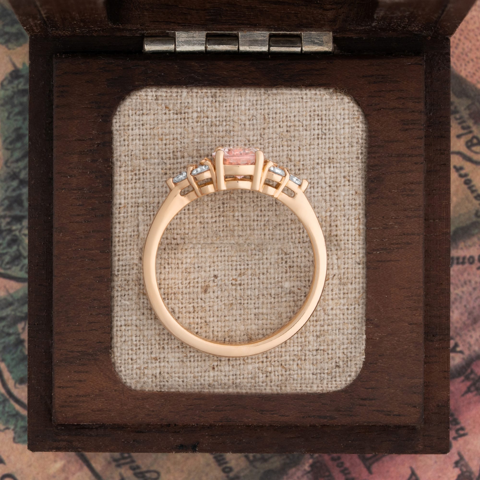 Pear cut champagne sapphire and diamond engagement ring  — 3