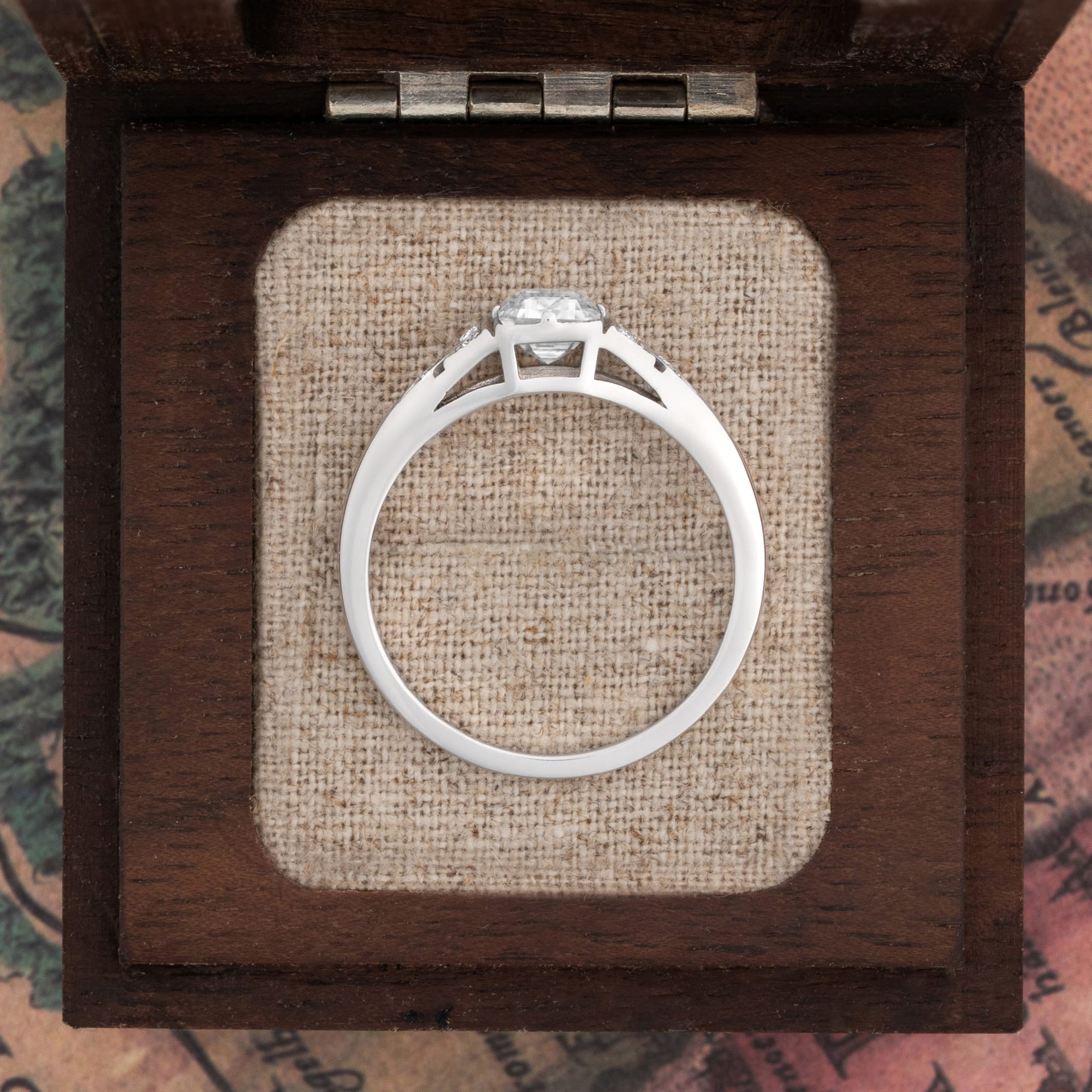 Moissanite and diamond engagement ring — 3