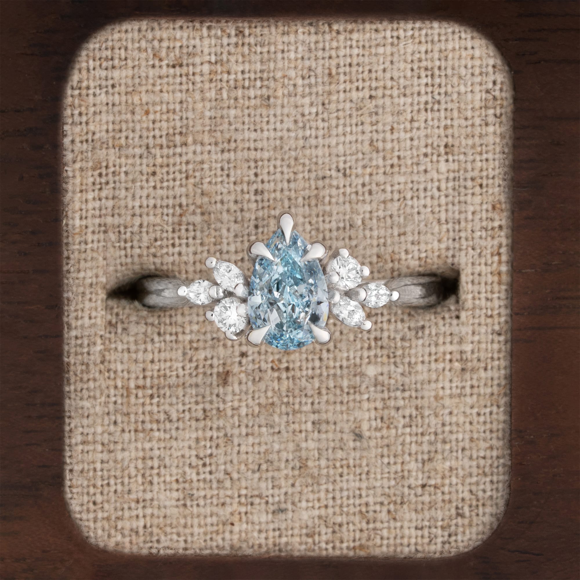 'Dawnflower' Blue lab grown diamond ring — 1