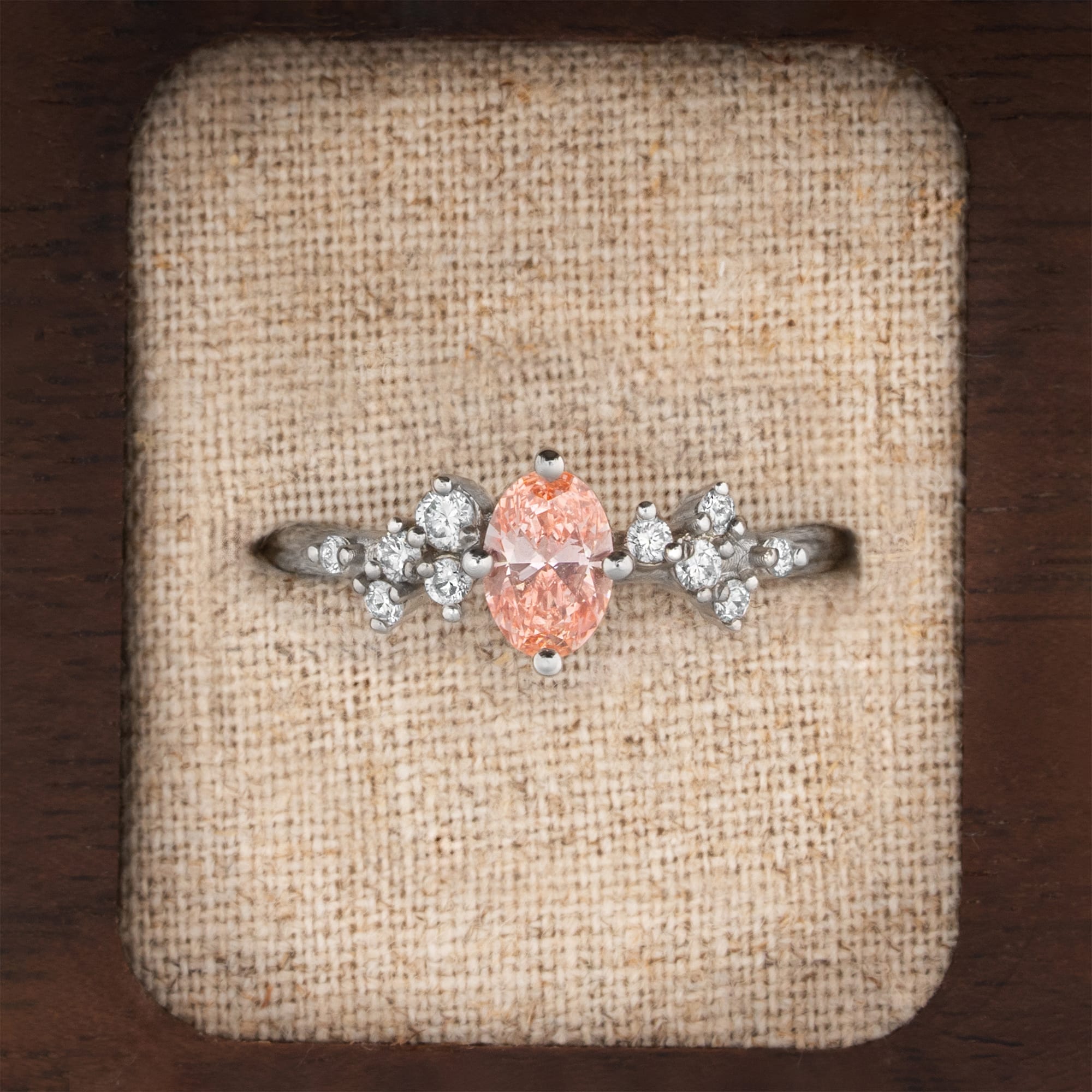 Lab grown peach diamond floral ring
