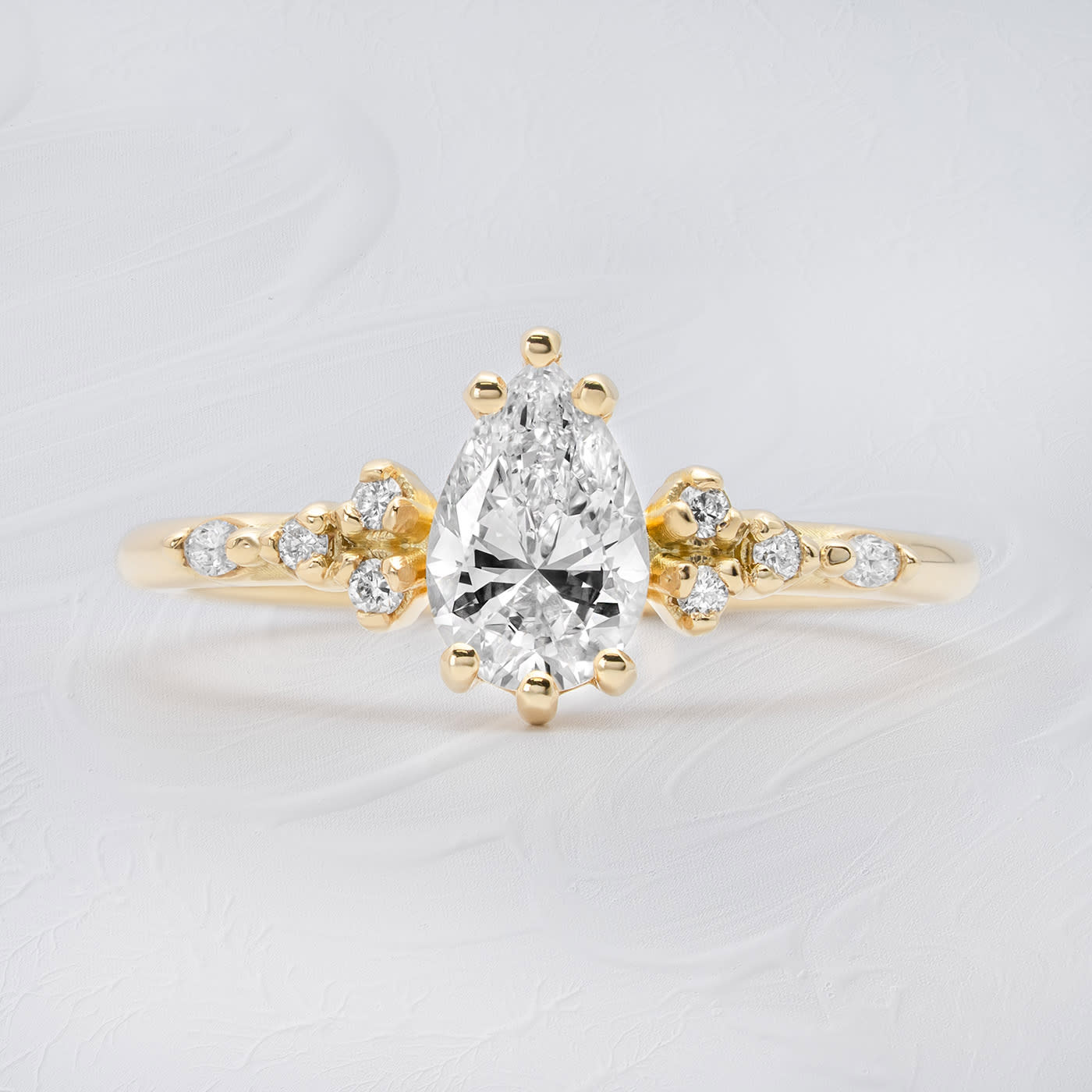 Pear cut lab grown diamond floral ring product image