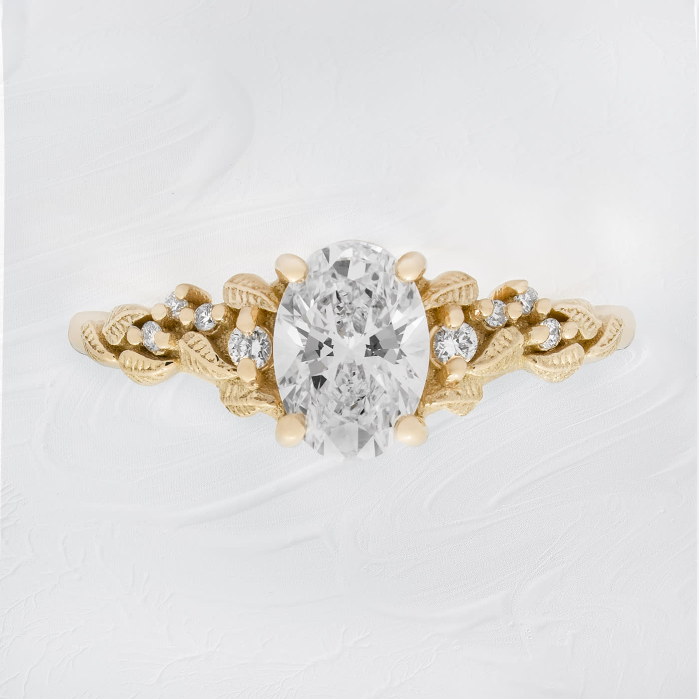 Nature inspired oval lab grown diamond ring product image
