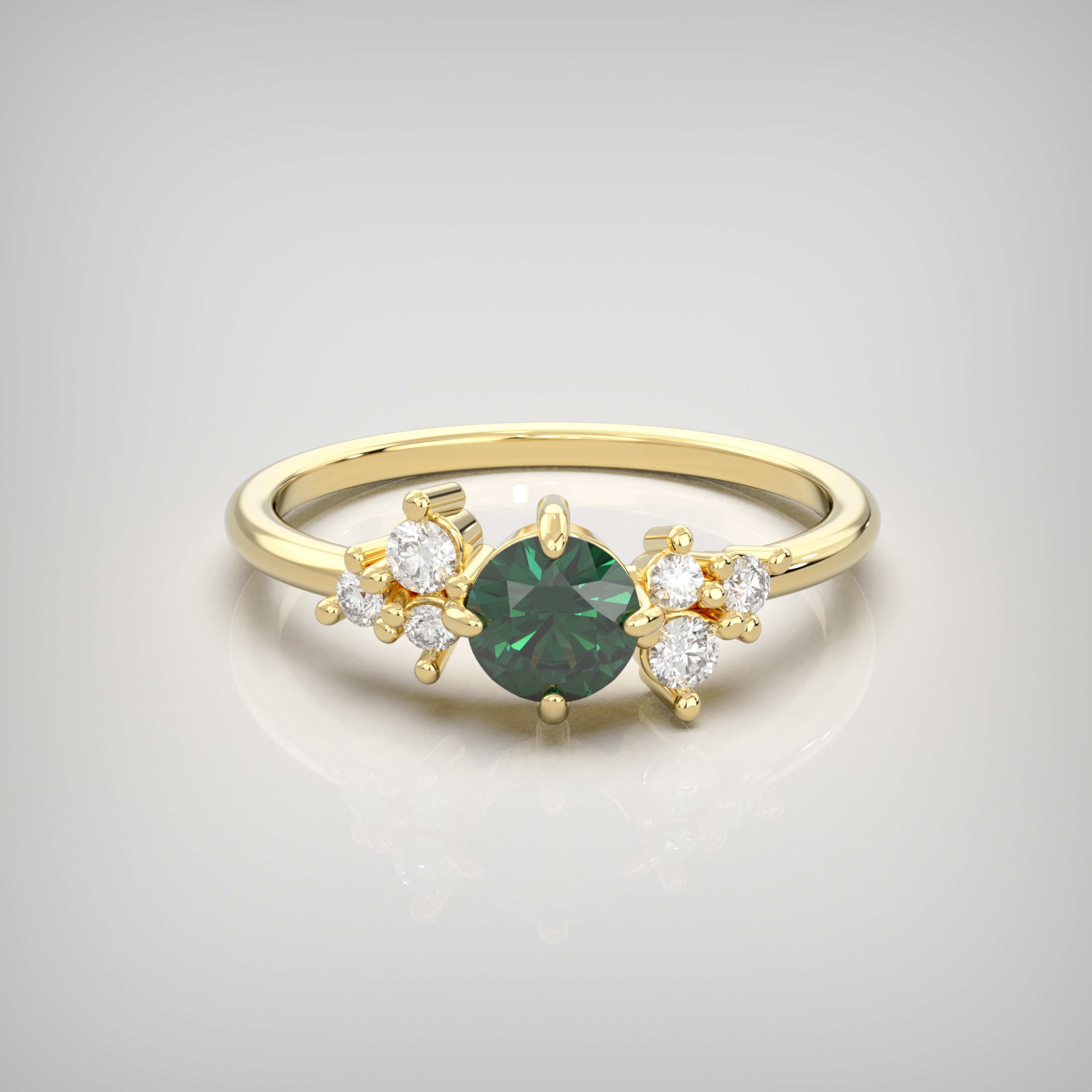 Floral Cluster Ring with Emerald & Diamond Accents product image