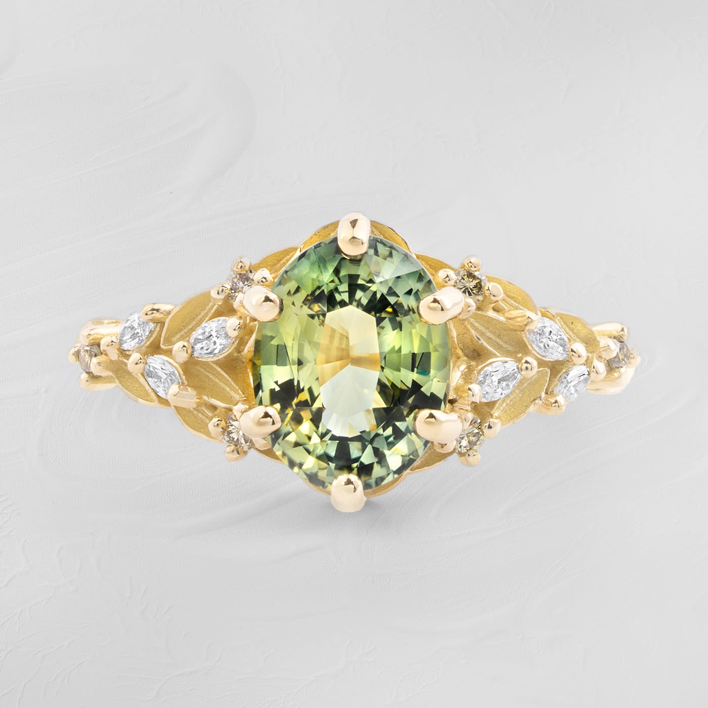 'Aurelyn' oval green sapphire and diamond ring product image
