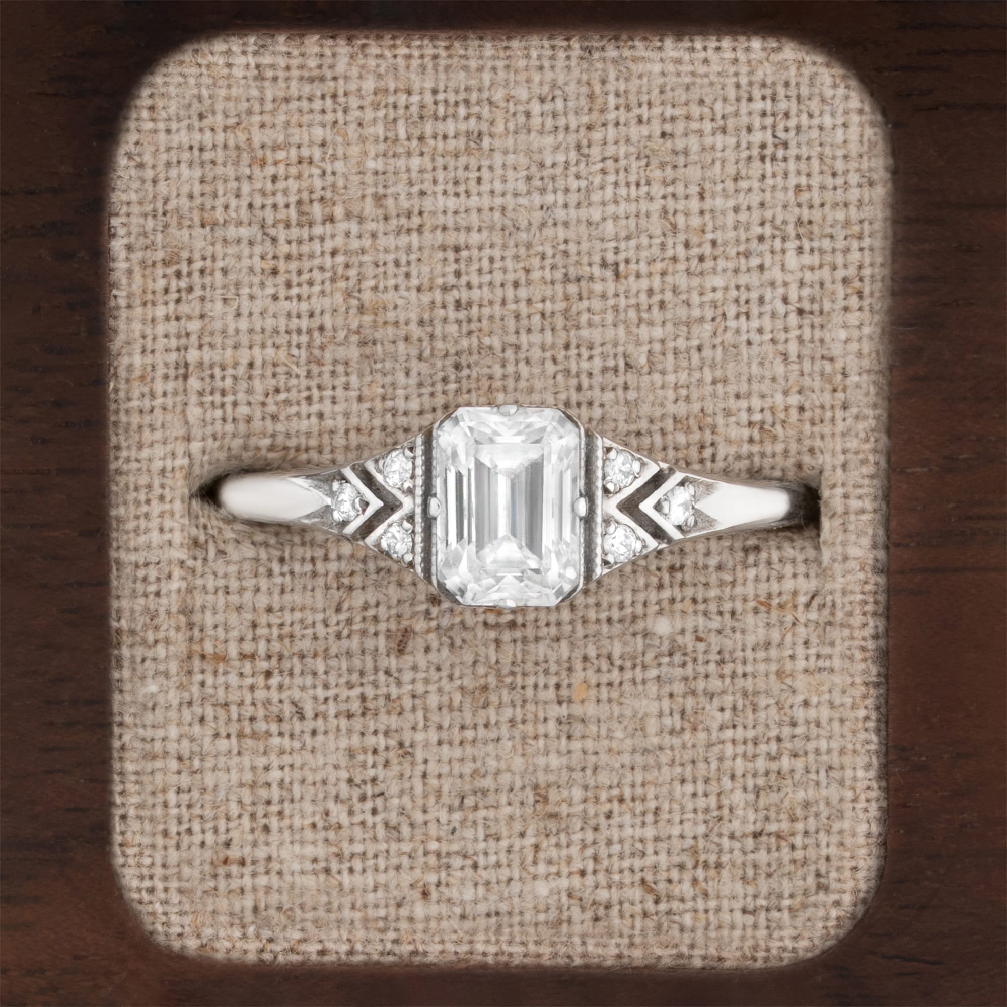 Moissanite and diamond engagement ring — 1