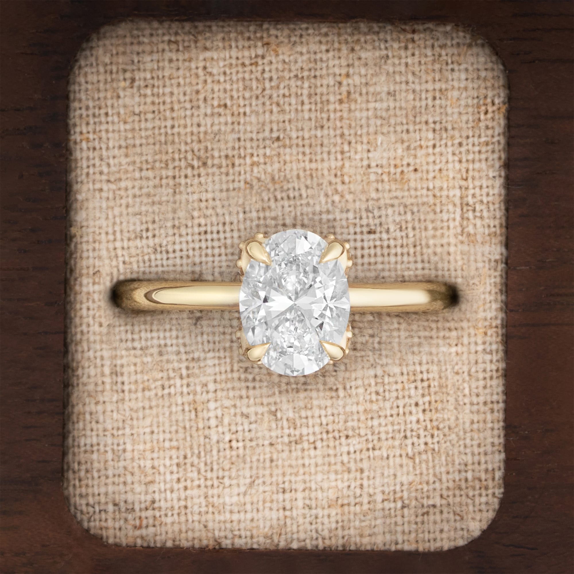 Oval hidden halo diamond ring